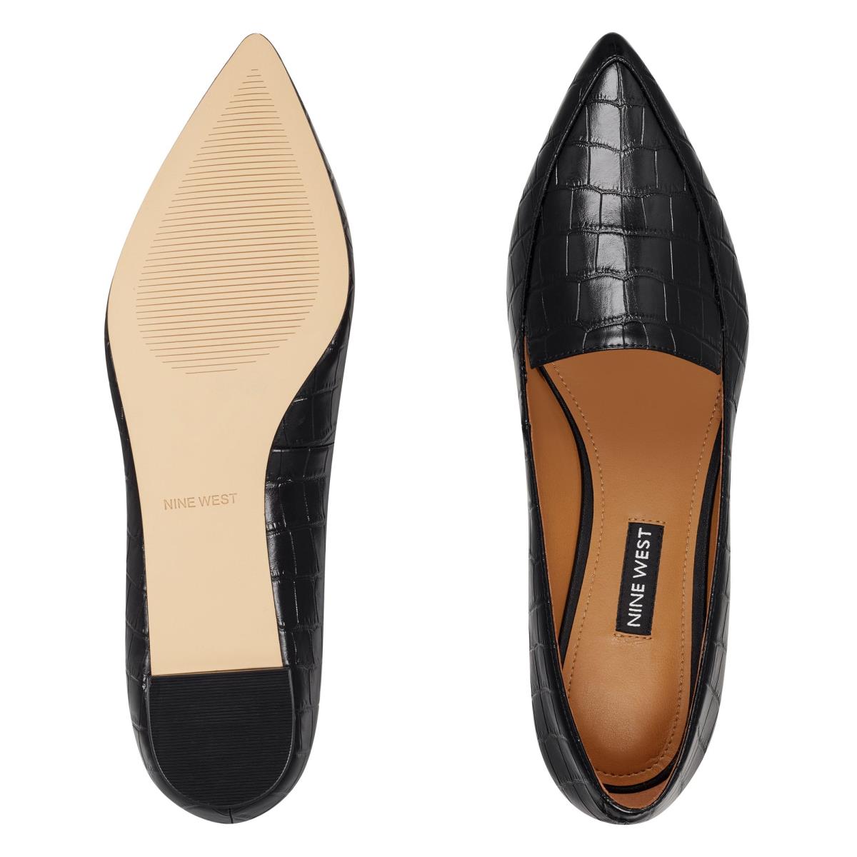 Nine West Abay Smoking Flats Zwart | 4803IYZND