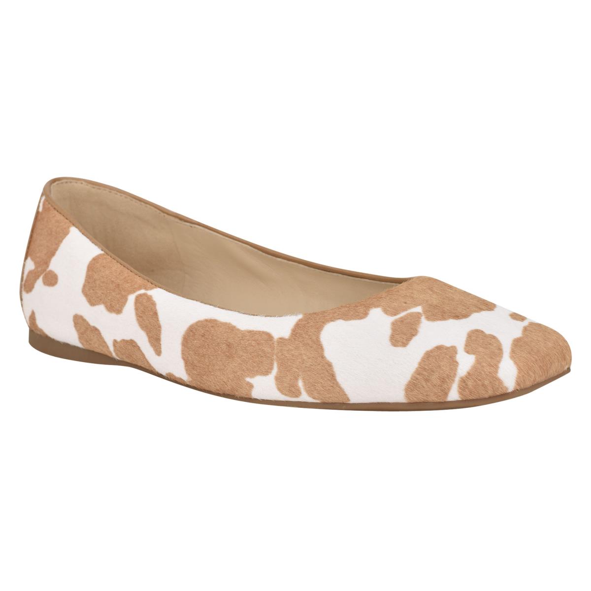 Nine West Alena Square-Neus Ballerina Bruin Wit | 0167ROUZX