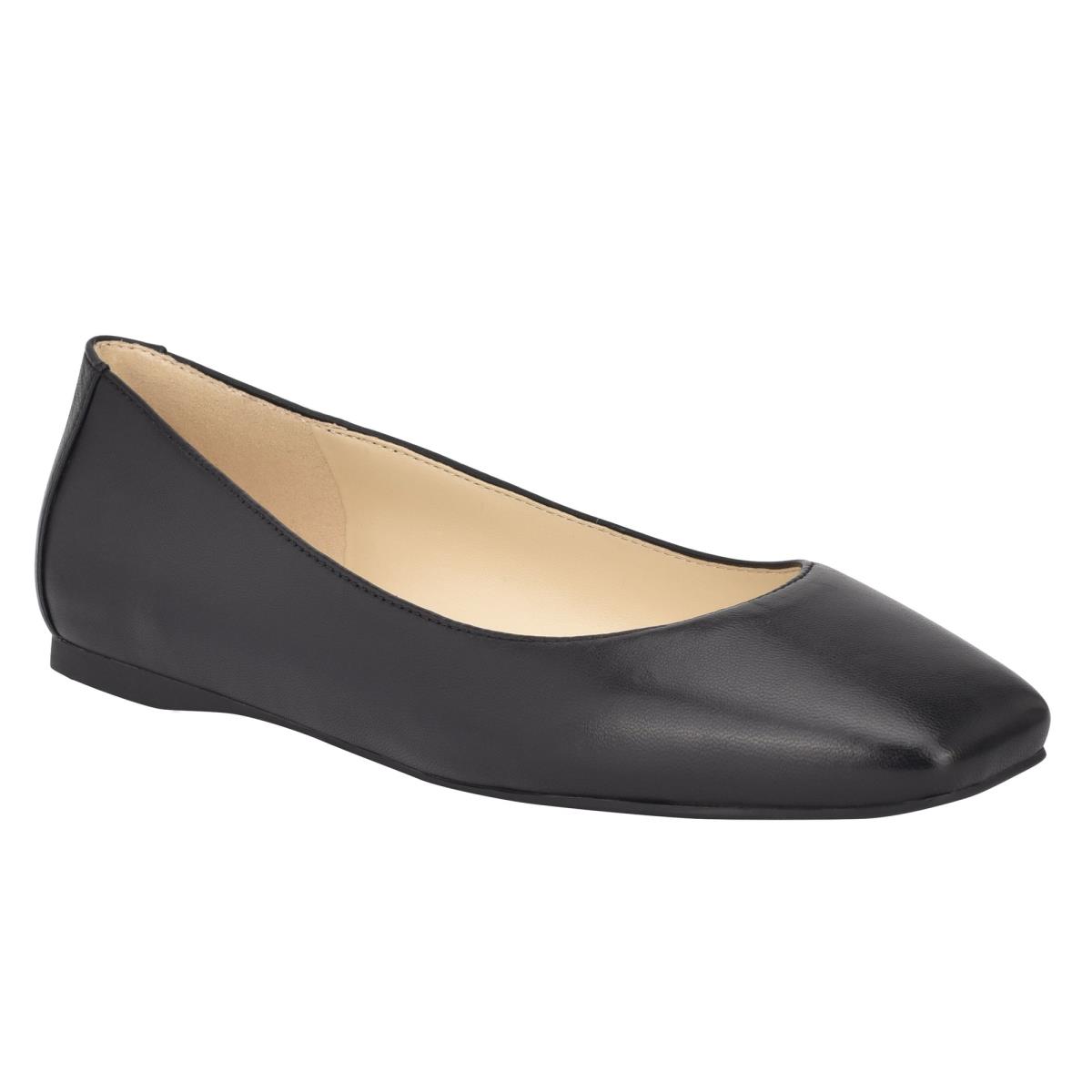 Nine West Alena Square-Neus Flats Zwart | 3049YOENW