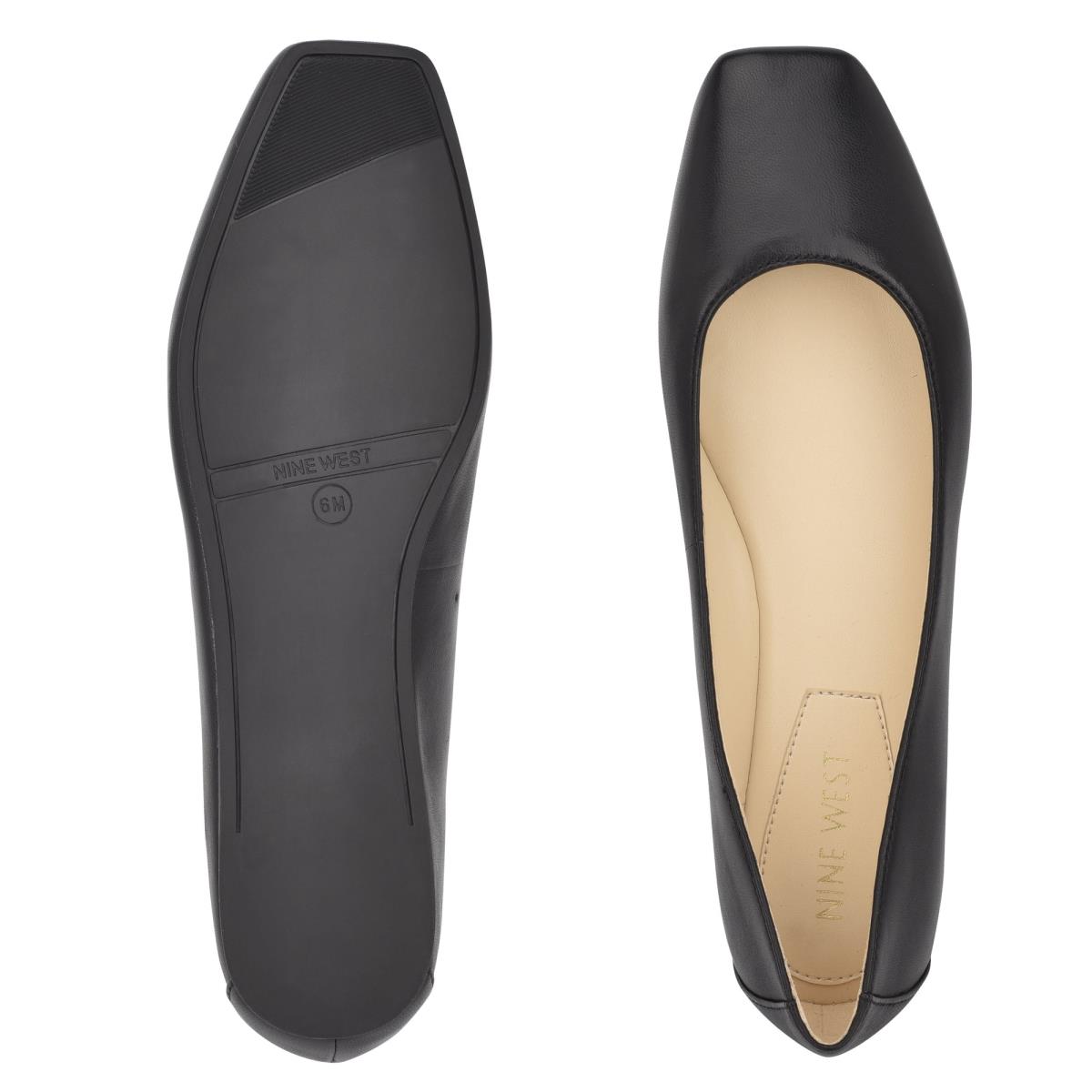 Nine West Alena Square-Neus Flats Zwart | 3049YOENW