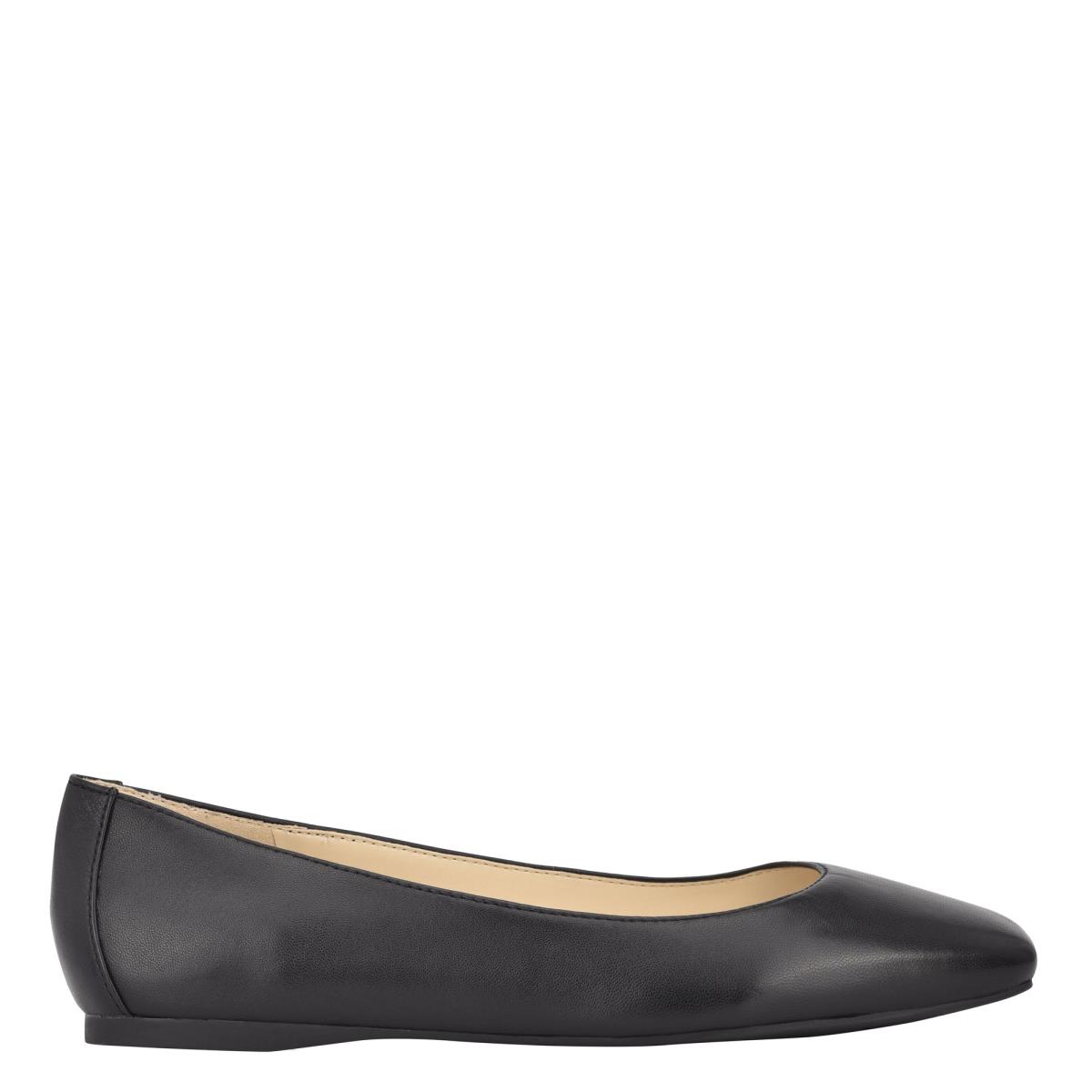 Nine West Alena Square-Neus Flats Zwart | 3049YOENW