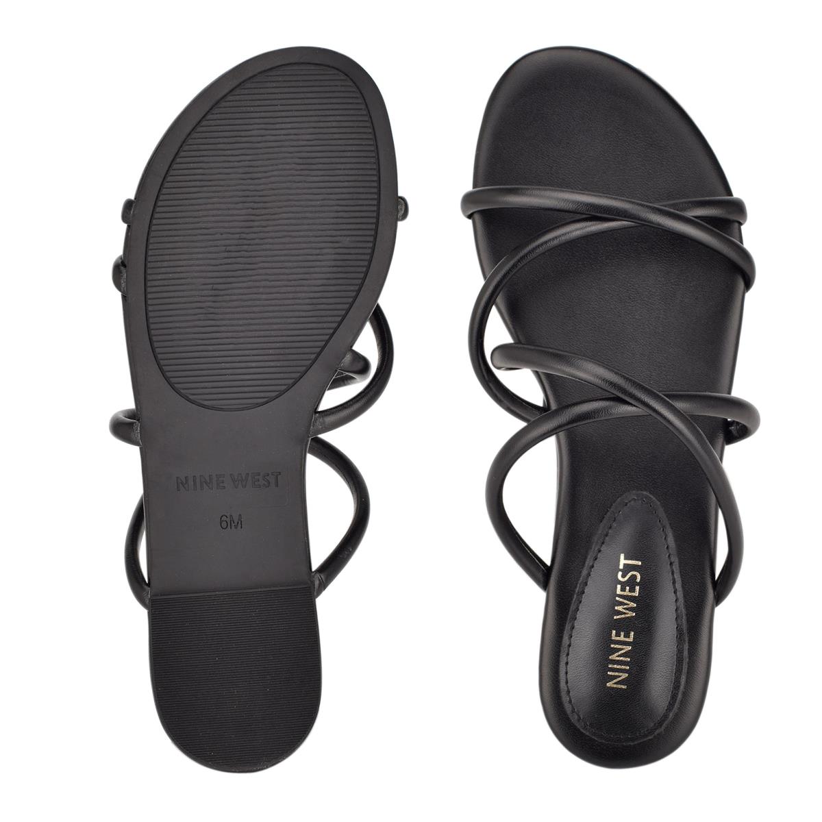 Nine West Beva Platte Schuifsandalen Zwart | 9345LYFMO