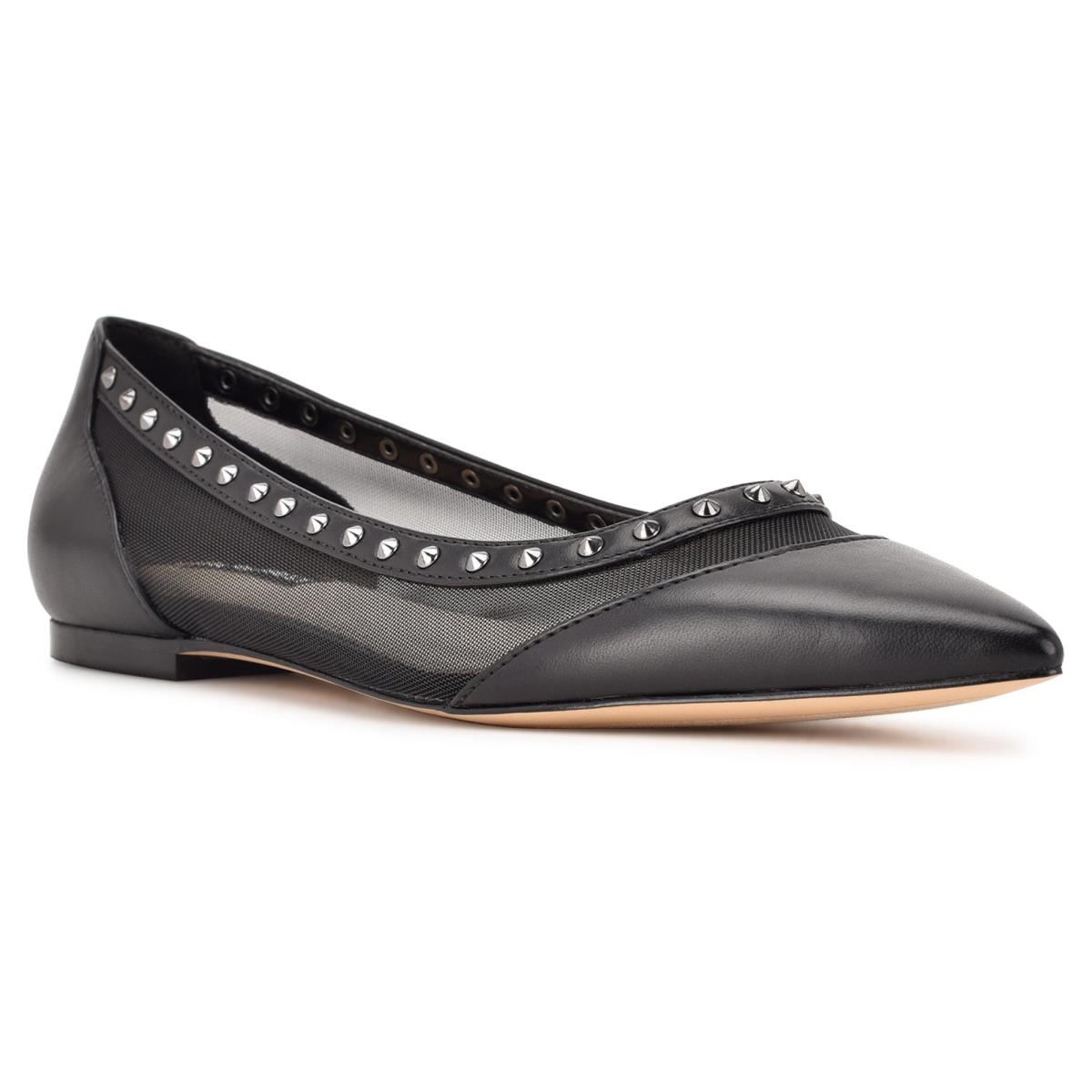 Nine West Bizzie Pointy Neus Ballerina Zwart | 6204CJLNB