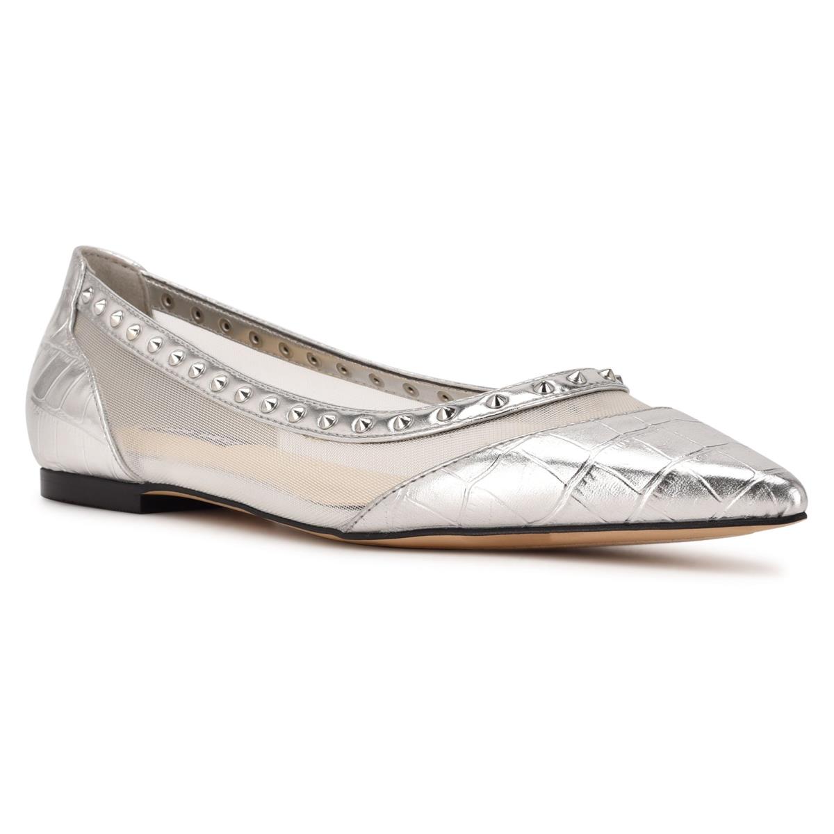 Nine West Bizzie Pointy Neus Ballerina Zilver | 8619LJZQI