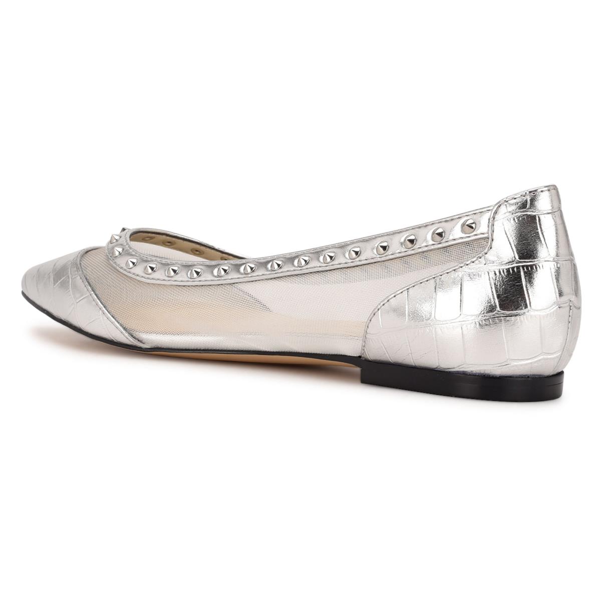 Nine West Bizzie Pointy Neus Ballerina Zilver | 8619LJZQI