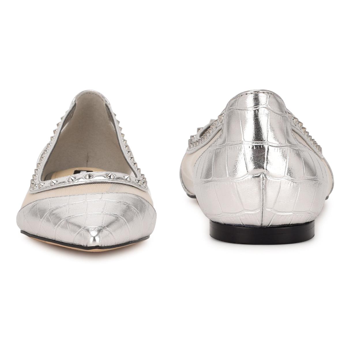 Nine West Bizzie Pointy Neus Ballerina Zilver | 8619LJZQI