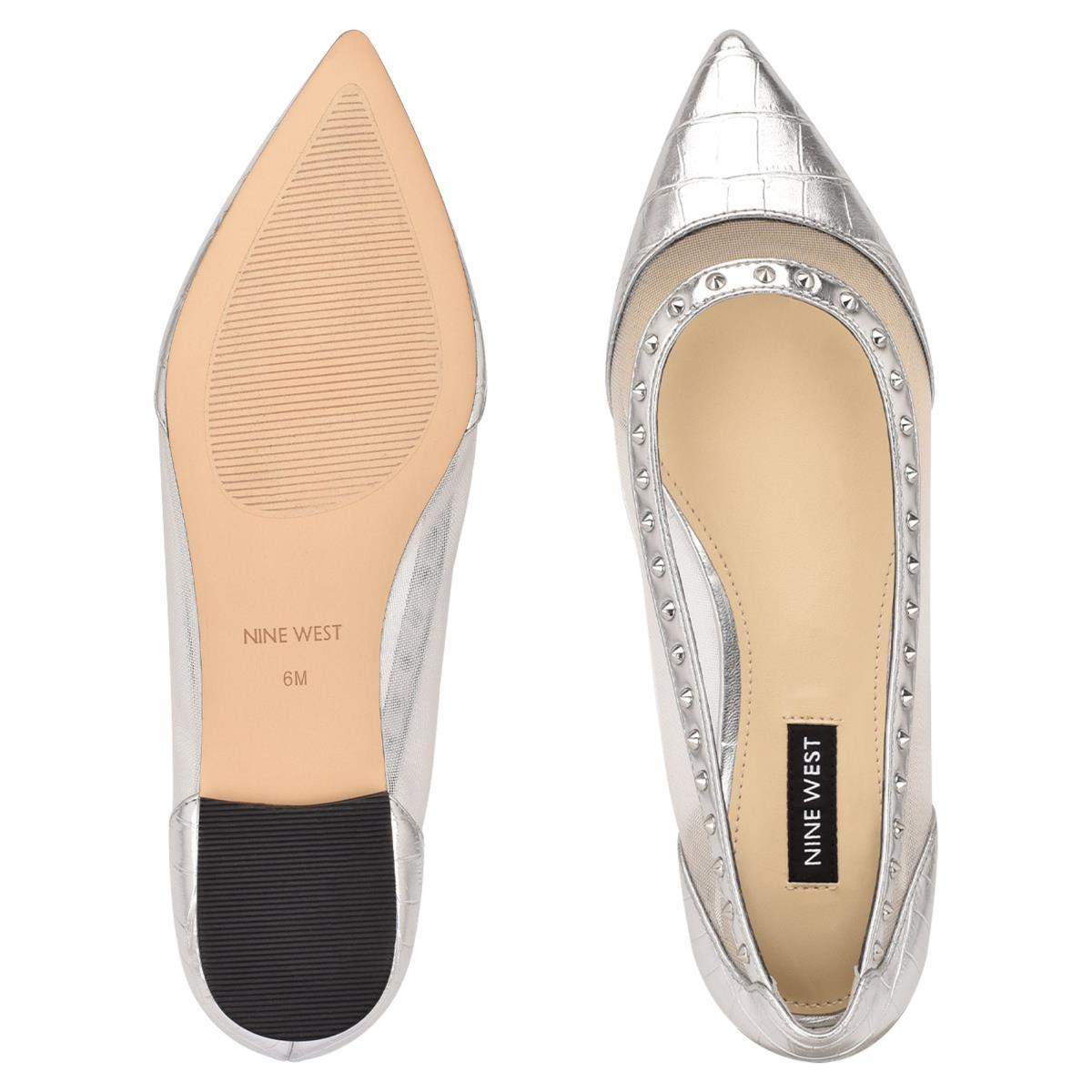 Nine West Bizzie Pointy Neus Ballerina Zilver | 8619LJZQI