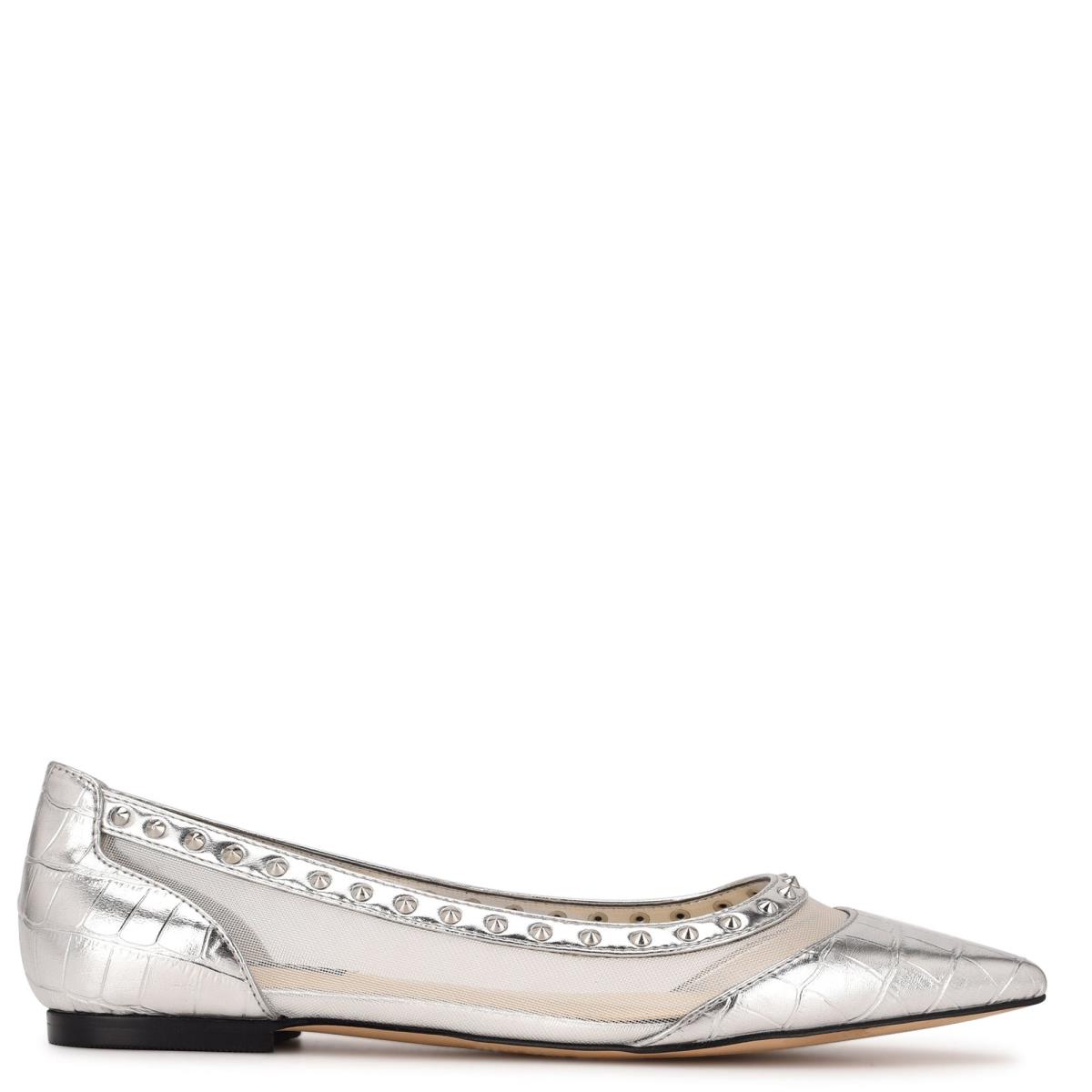 Nine West Bizzie Pointy Neus Ballerina Zilver | 8619LJZQI