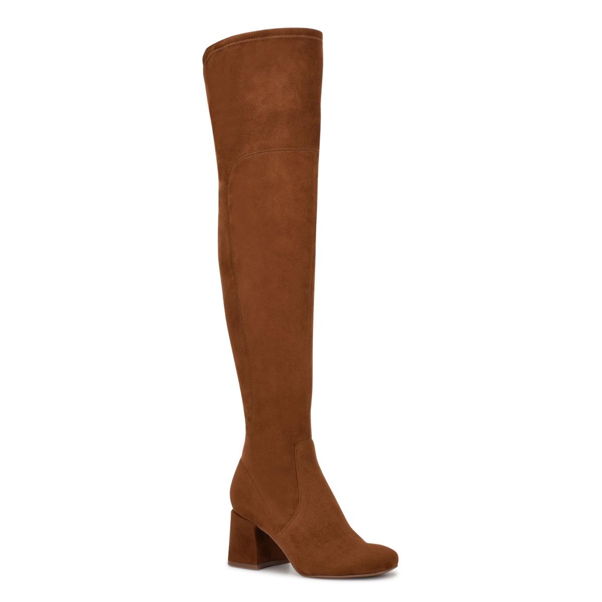 Nine West Blocky Over The Knee Hakken Laarzen Bruin | 3647HOUTI