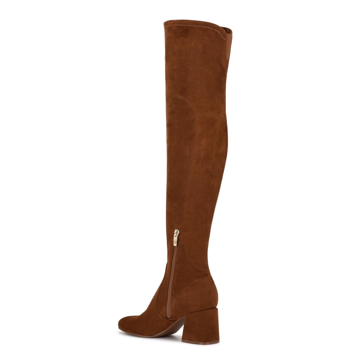 Nine West Blocky Over The Knee Hakken Laarzen Bruin | 3647HOUTI