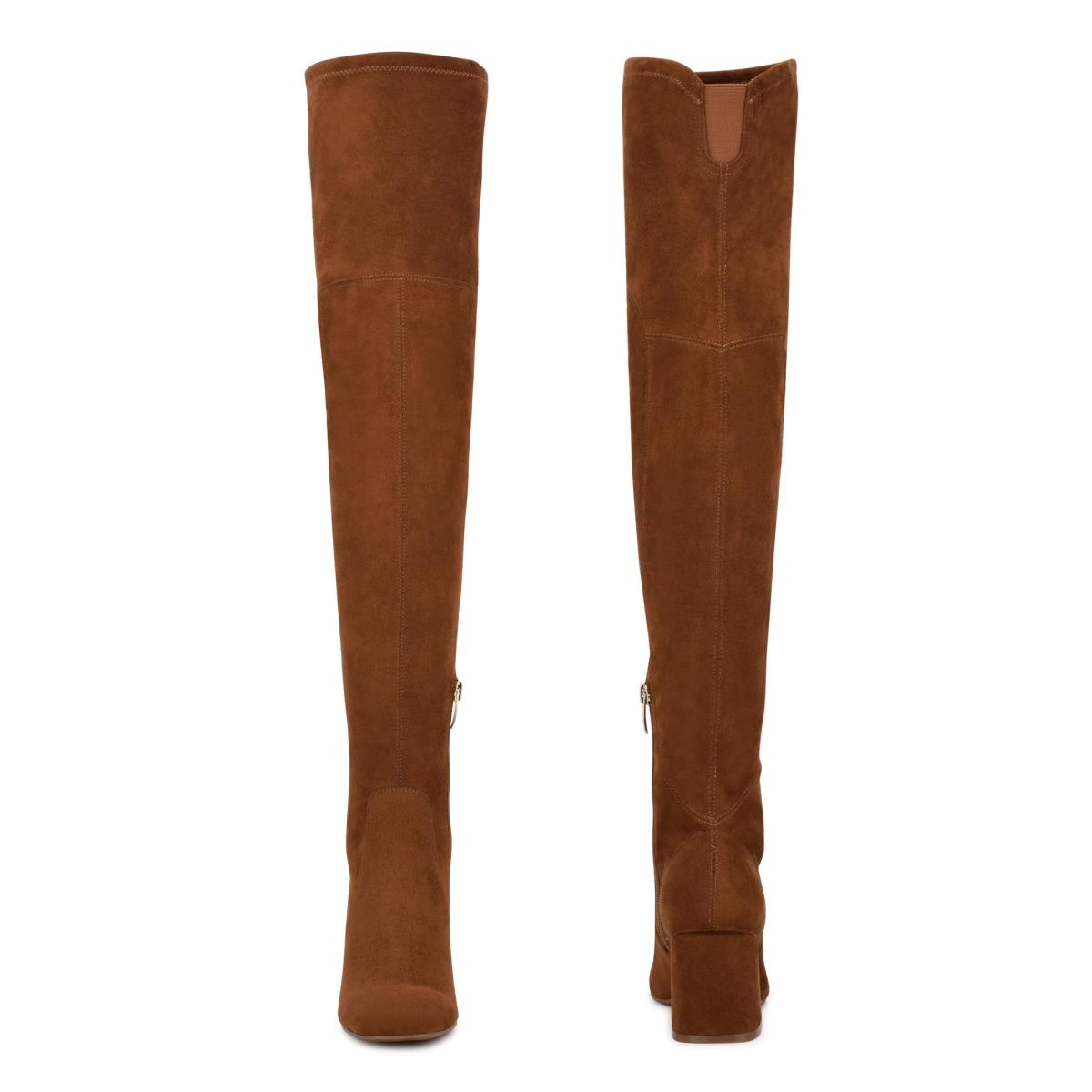 Nine West Blocky Over The Knee Hakken Laarzen Bruin | 3647HOUTI