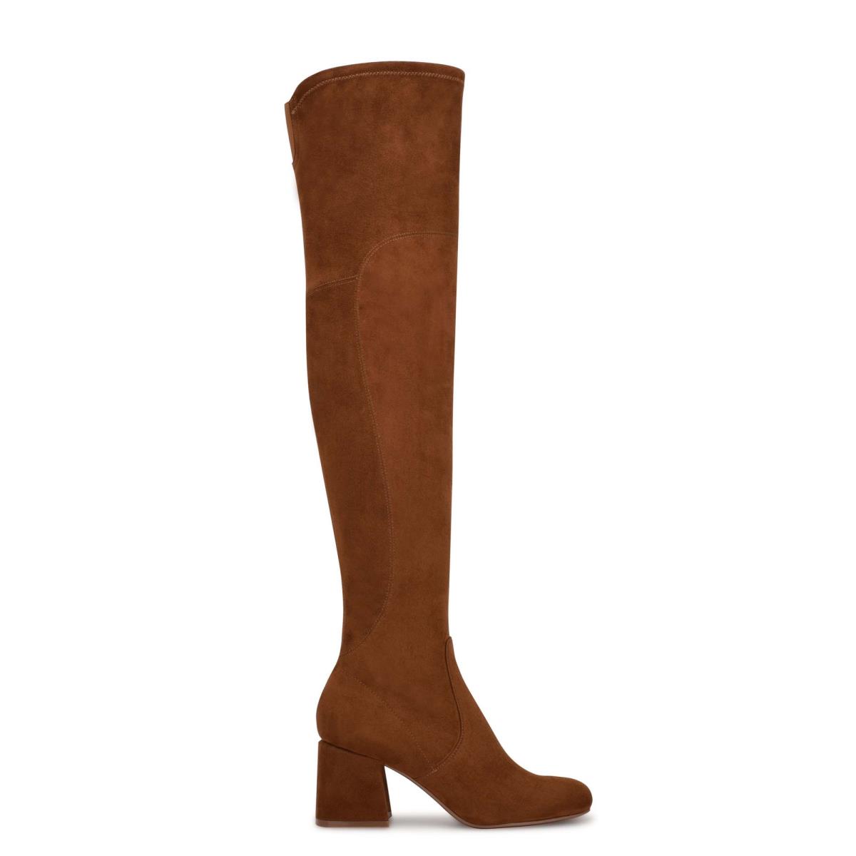 Nine West Blocky Over The Knee Hakken Laarzen Bruin | 3647HOUTI