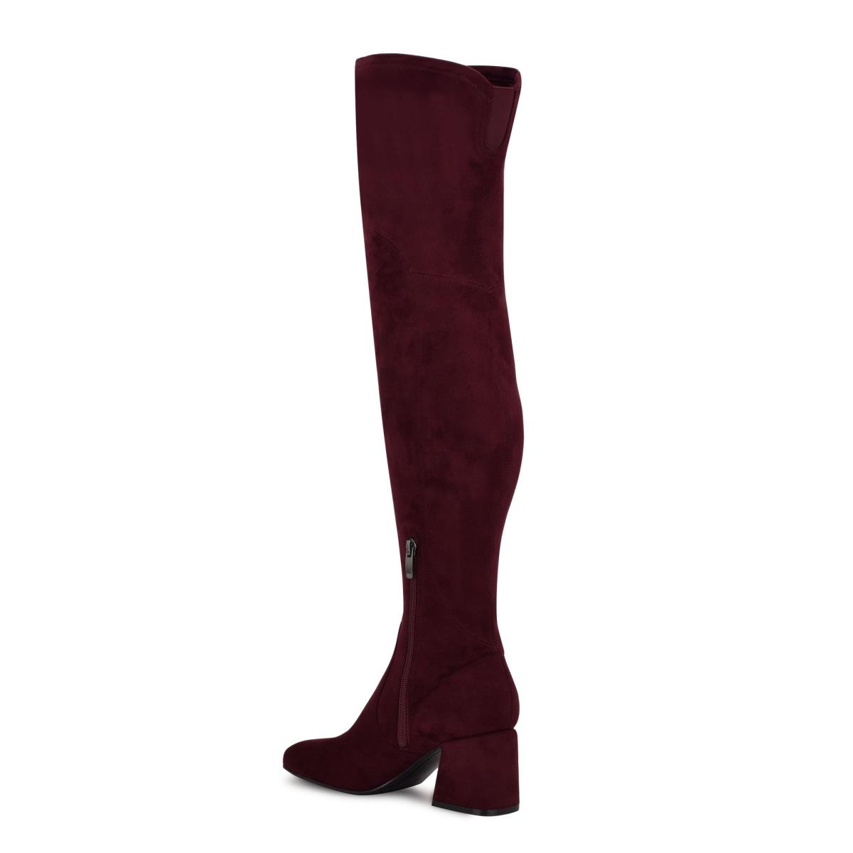 Nine West Blocky Over The Knee Hakken Laarzen Bordeaux | 9473OZMVP