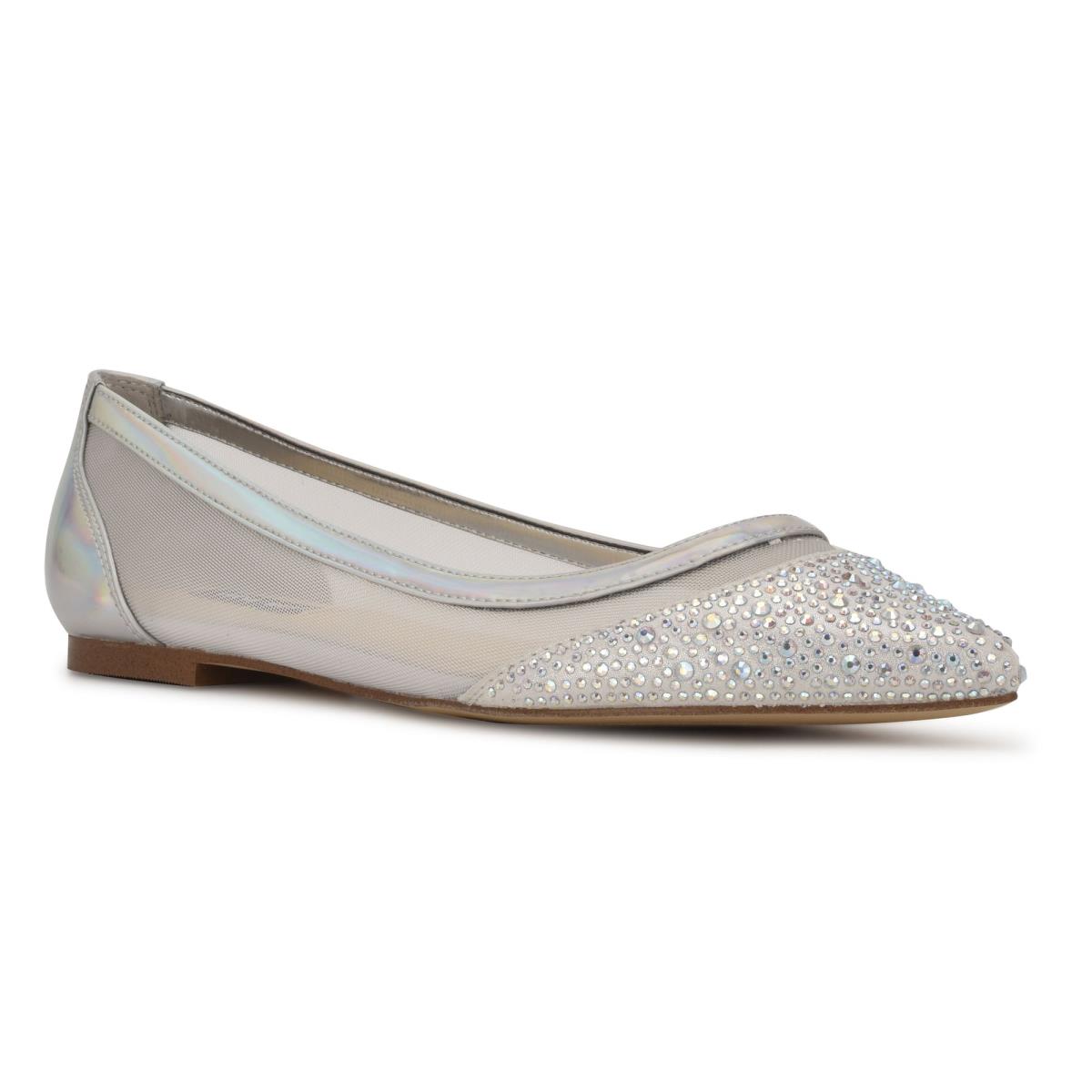 Nine West Bogus Pointy Neus Ballerina Beige Zilver | 4273XSQEL