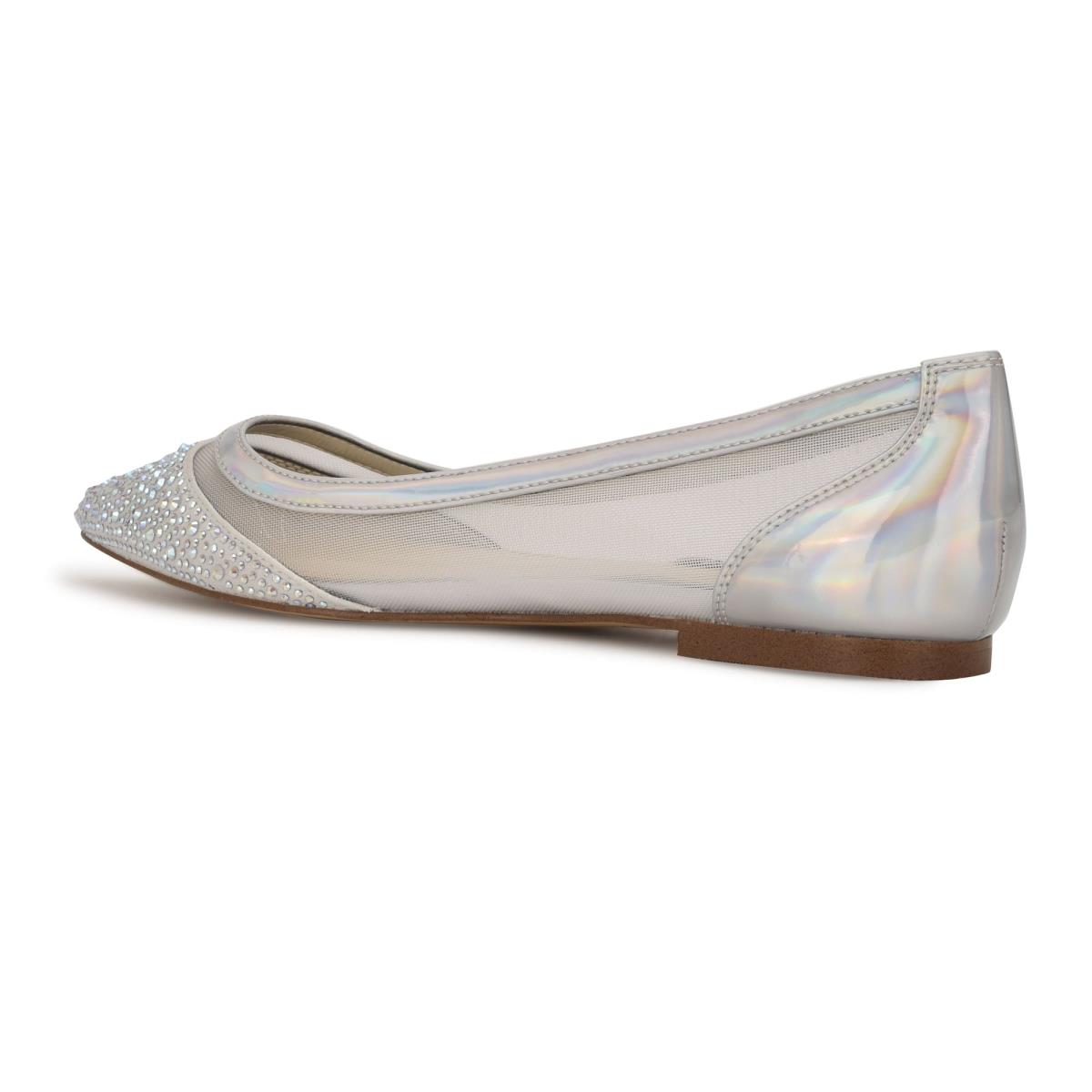 Nine West Bogus Pointy Neus Ballerina Beige Zilver | 4273XSQEL