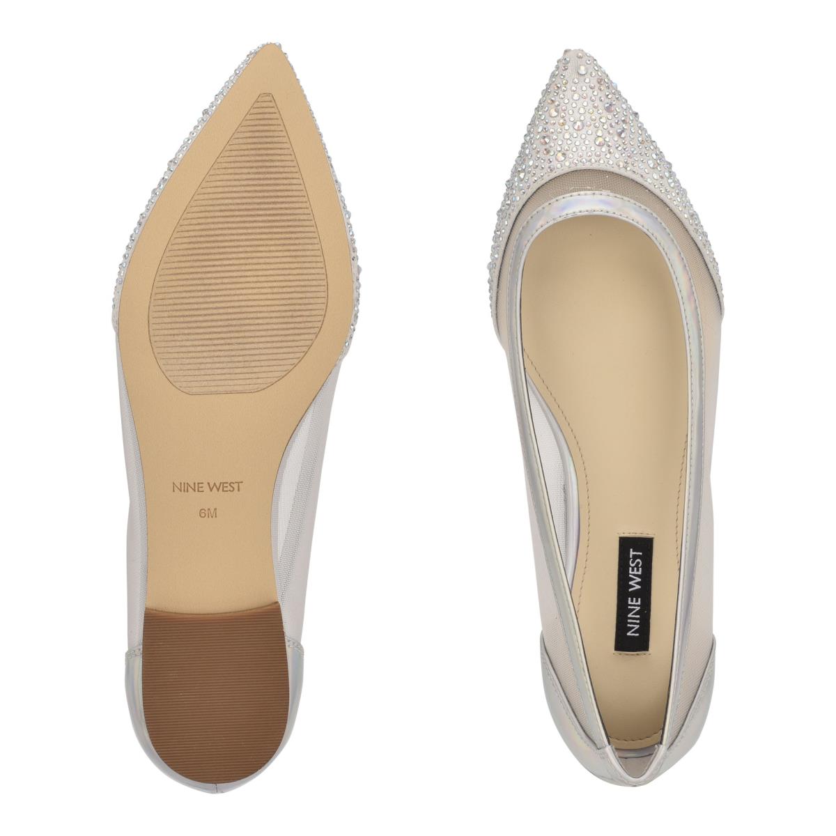 Nine West Bogus Pointy Neus Ballerina Beige Zilver | 4273XSQEL