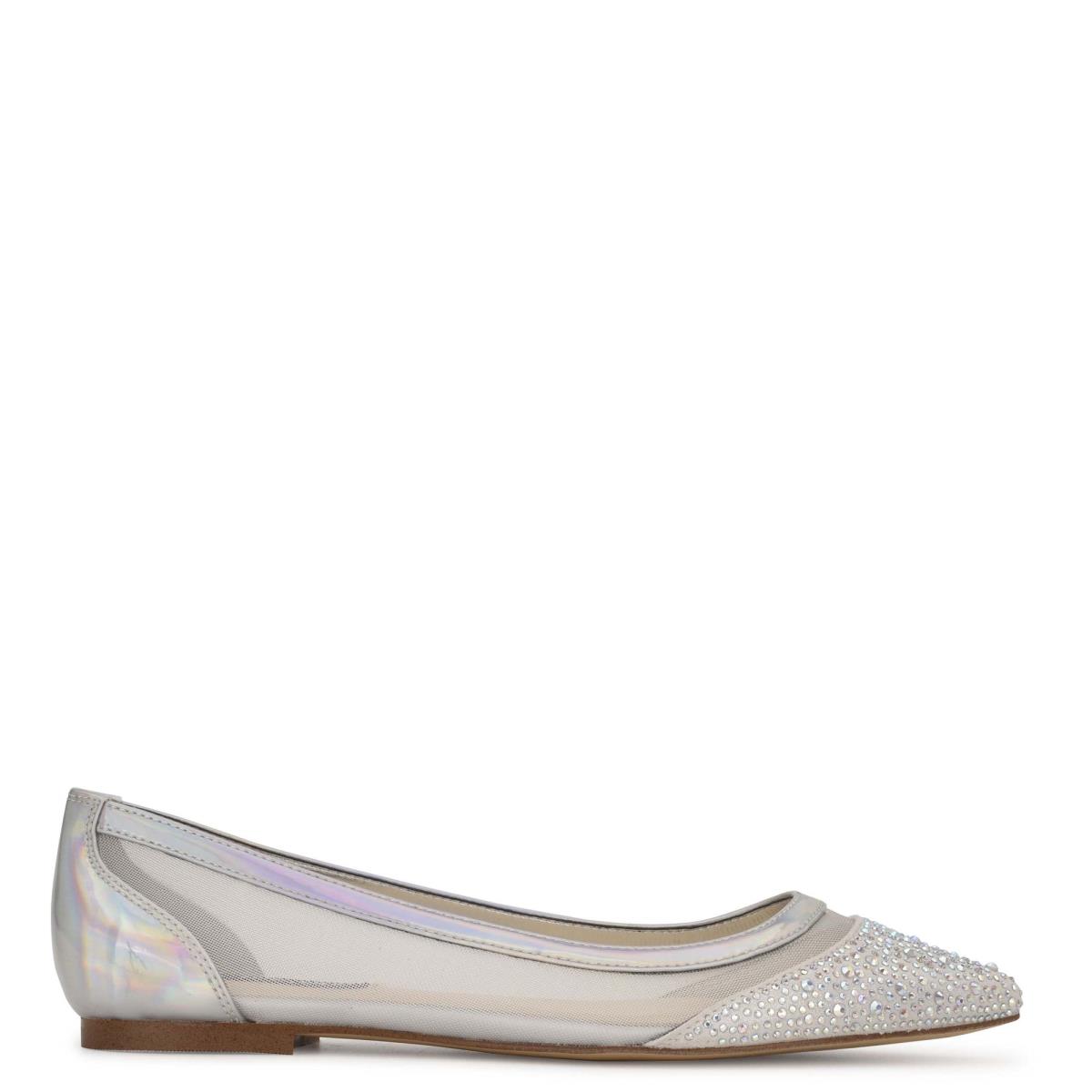 Nine West Bogus Pointy Neus Ballerina Beige Zilver | 4273XSQEL