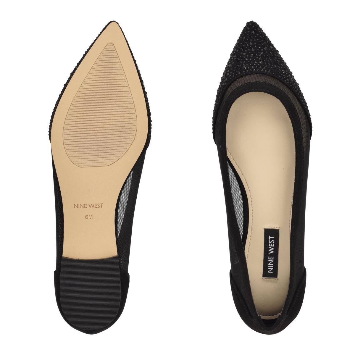 Nine West Bogus Pointy Neus Ballerina Zwart Zwart | 5940RGEXD