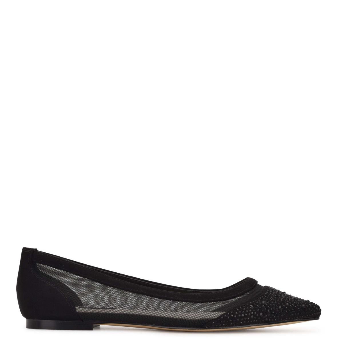 Nine West Bogus Pointy Neus Ballerina Zwart Zwart | 5940RGEXD