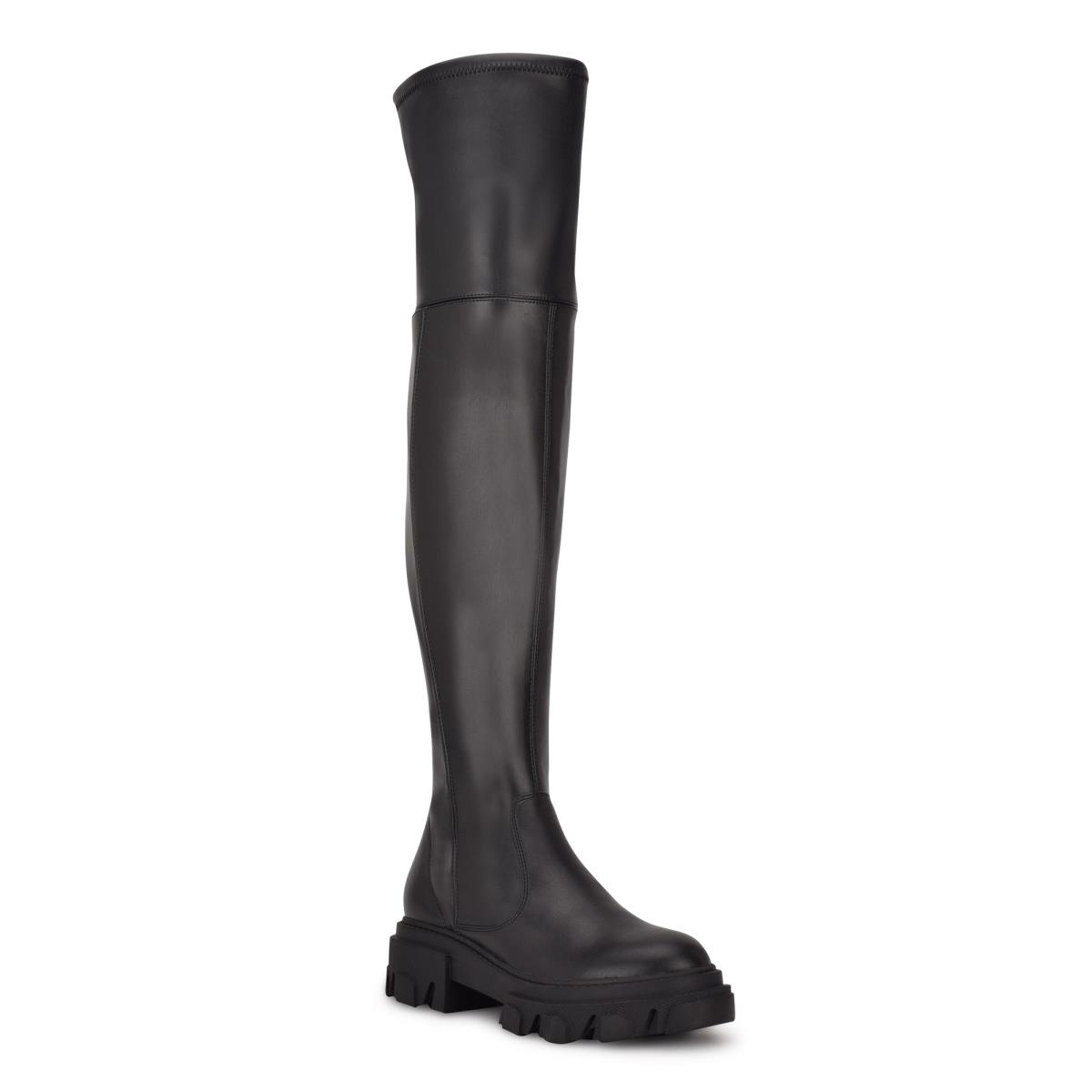 Nine West Cellie Over the Knee Lug Sole Laarzen Zwart | 1572IFLNQ