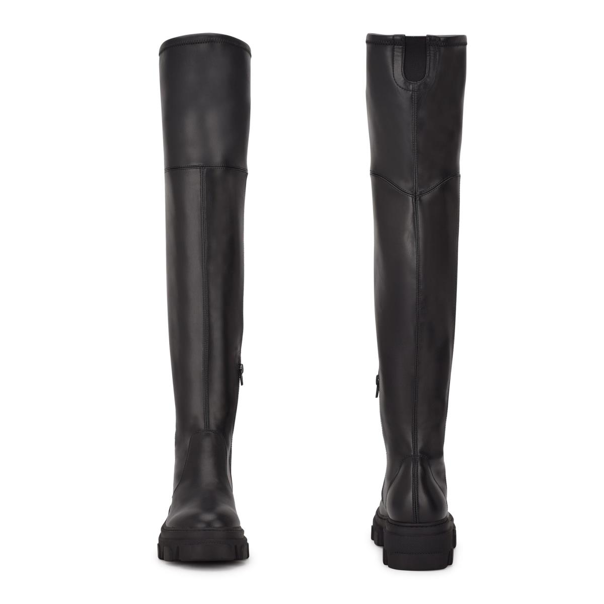 Nine West Cellie Over the Knee Lug Sole Laarzen Zwart | 1572IFLNQ