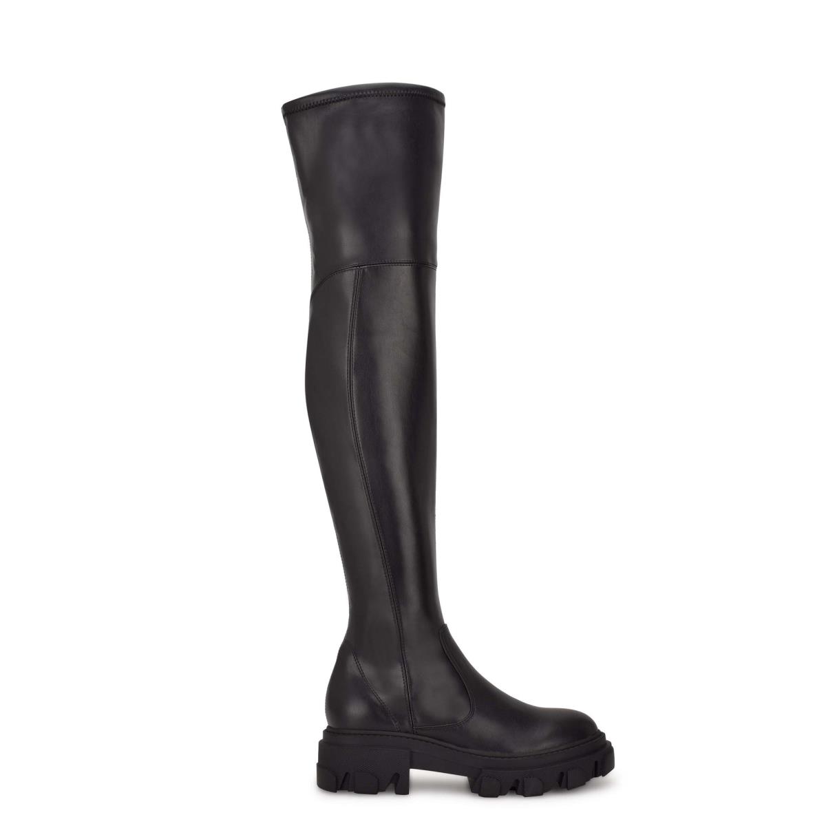 Nine West Cellie Over the Knee Lug Sole Laarzen Zwart | 1572IFLNQ