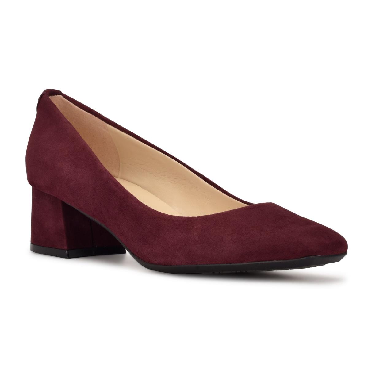 Nine West Cloe 9x9 Block Heel Pumps Claret | 9162FDTLV