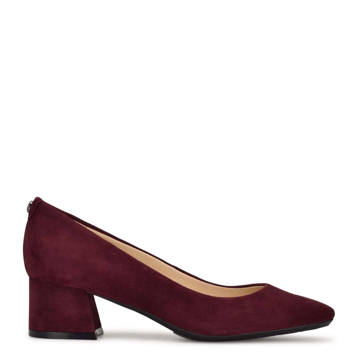 Nine West Cloe 9x9 Block Heel Pumps Claret | 9162FDTLV