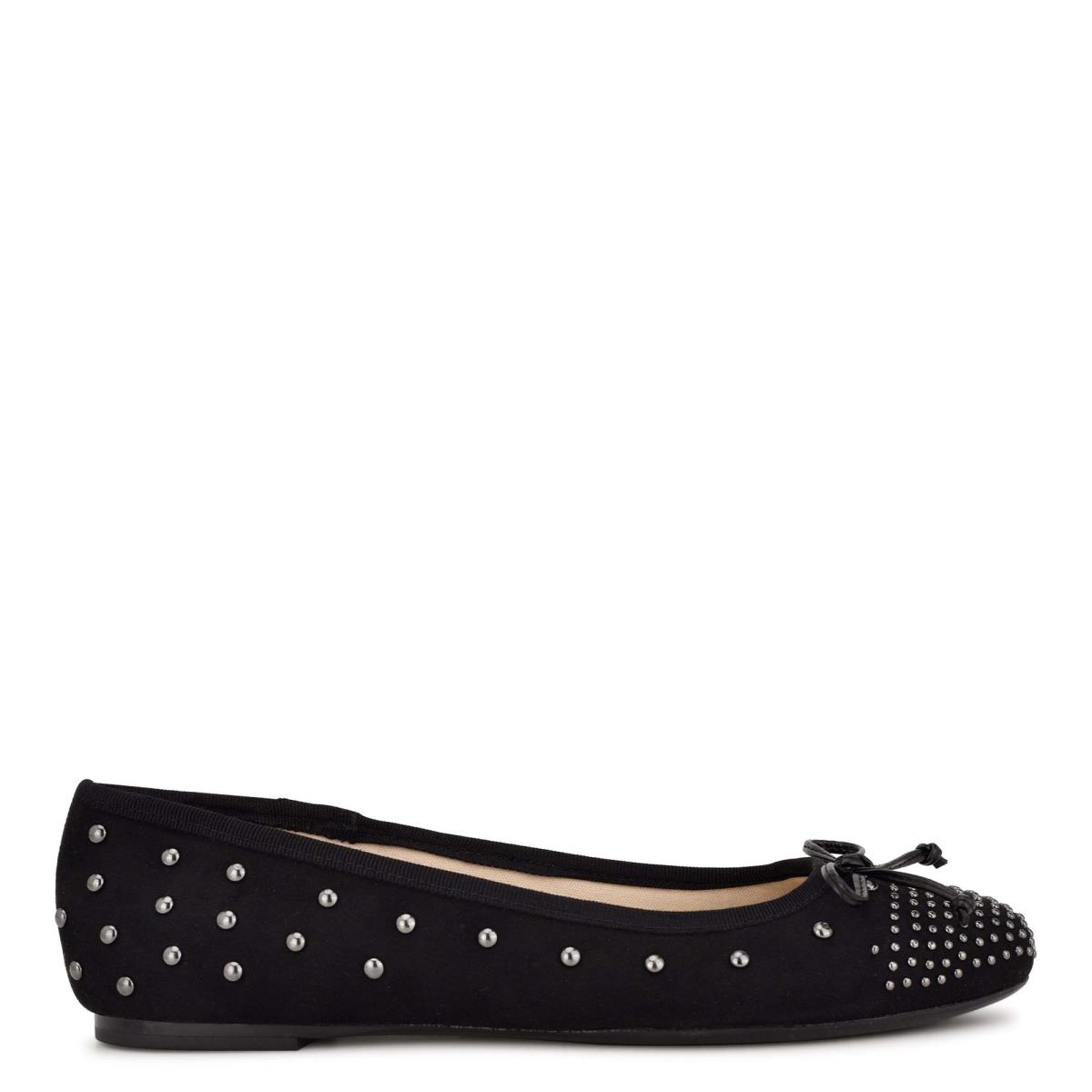 Nine West Curvy Studded Ballet Ballerina Zwart | 3457WCIUF