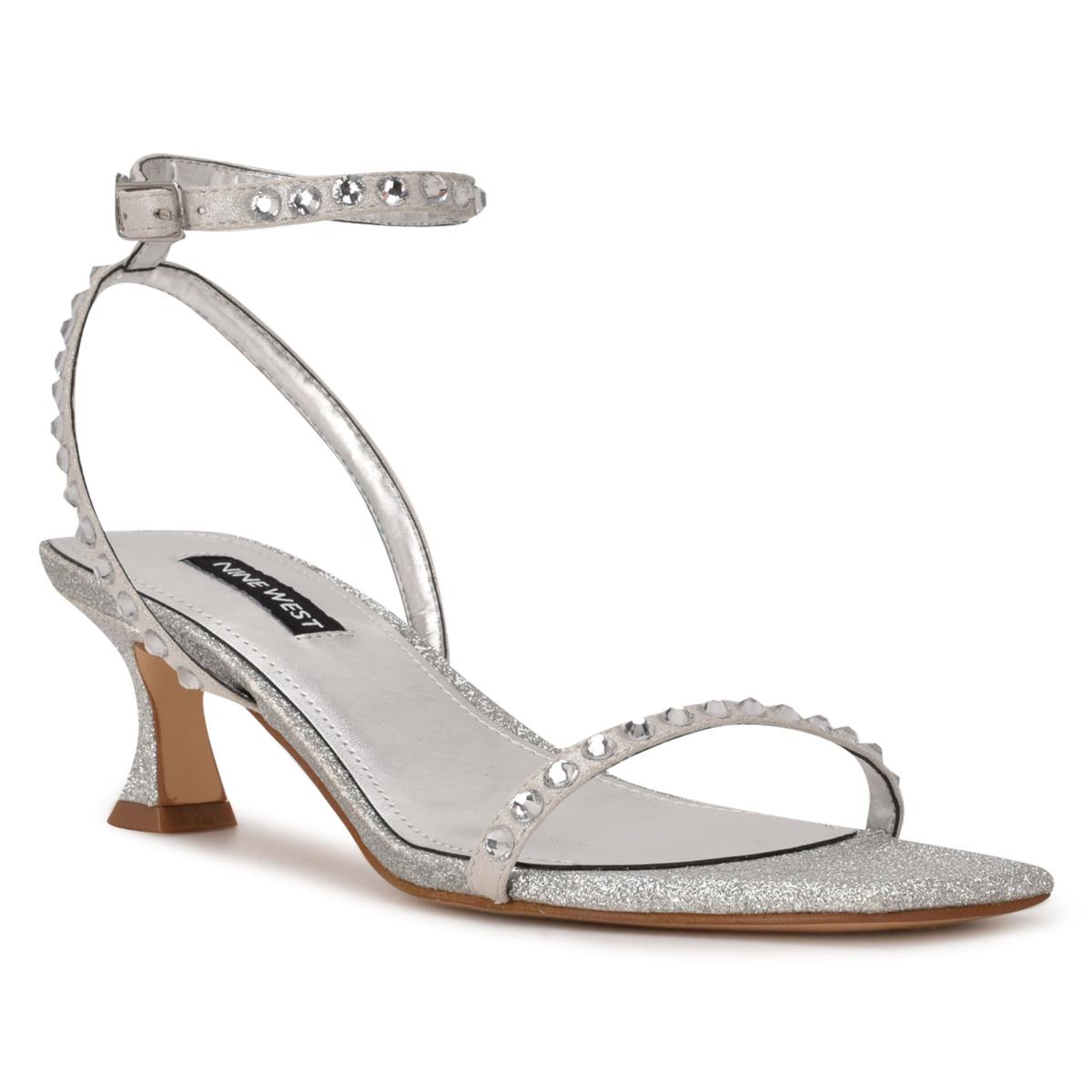 Nine West Giena Ankle Riemen Geklede Sandalen Zilver | 0852EDIKG