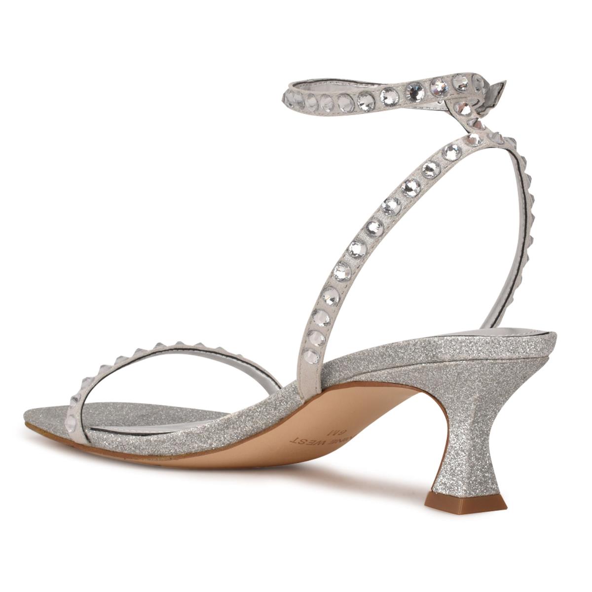 Nine West Giena Ankle Riemen Geklede Sandalen Zilver | 0852EDIKG