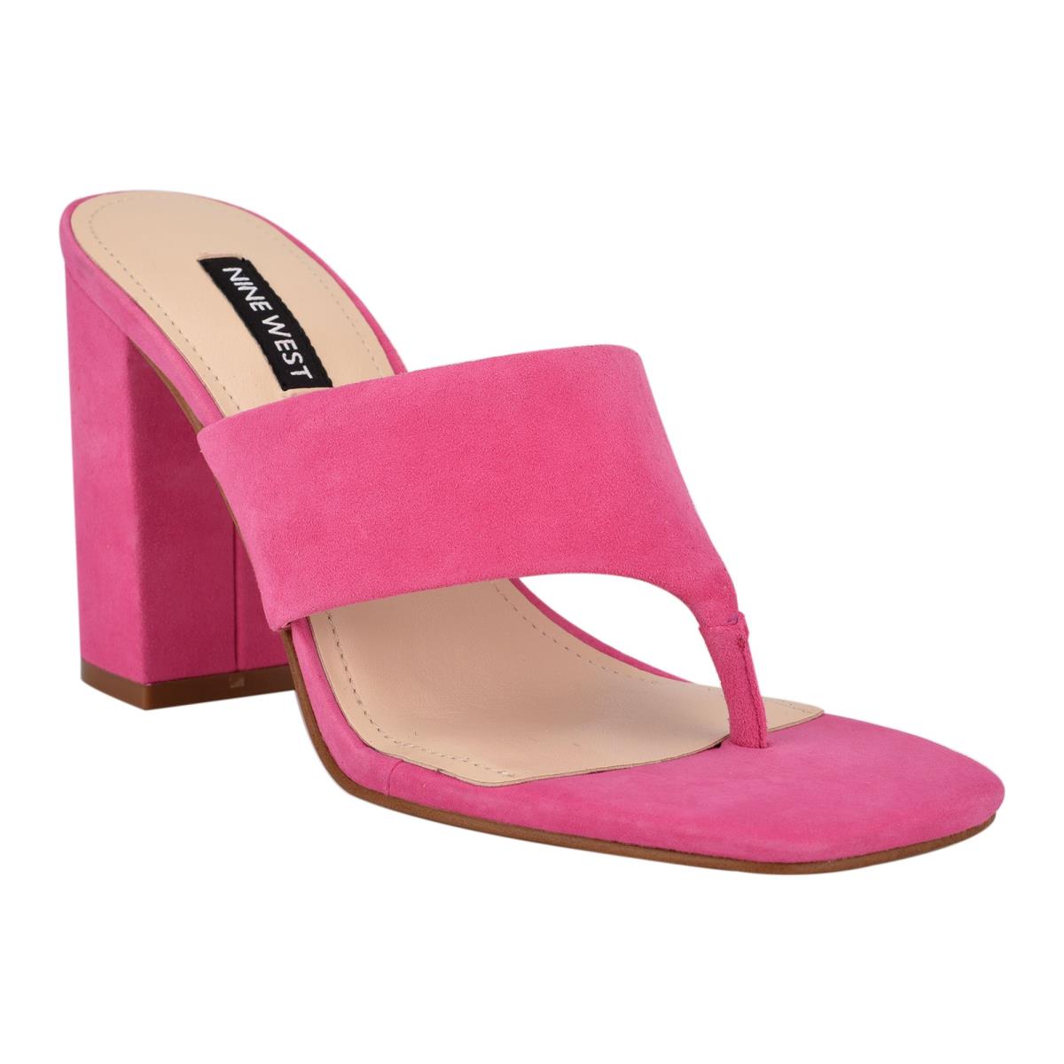 Nine West Gogo Block Heel Schuifsandalen Roze | 7245ILWQN