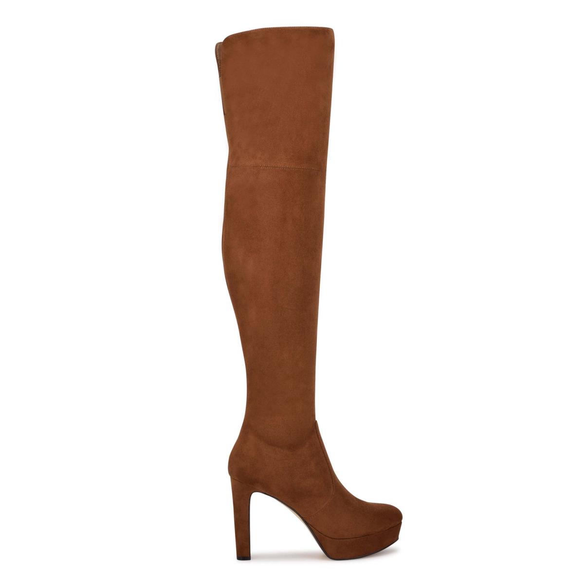 Nine West Gotcha Brede Calf Over the Knee Platform Laarzen Bruin | 2174EXBNU