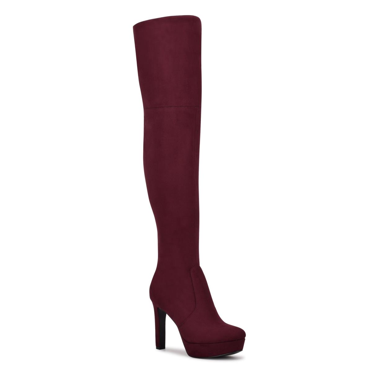 Nine West Gotcha Brede Calf Over the Knee Platform Laarzen Bordeaux | 8705ZQEFD