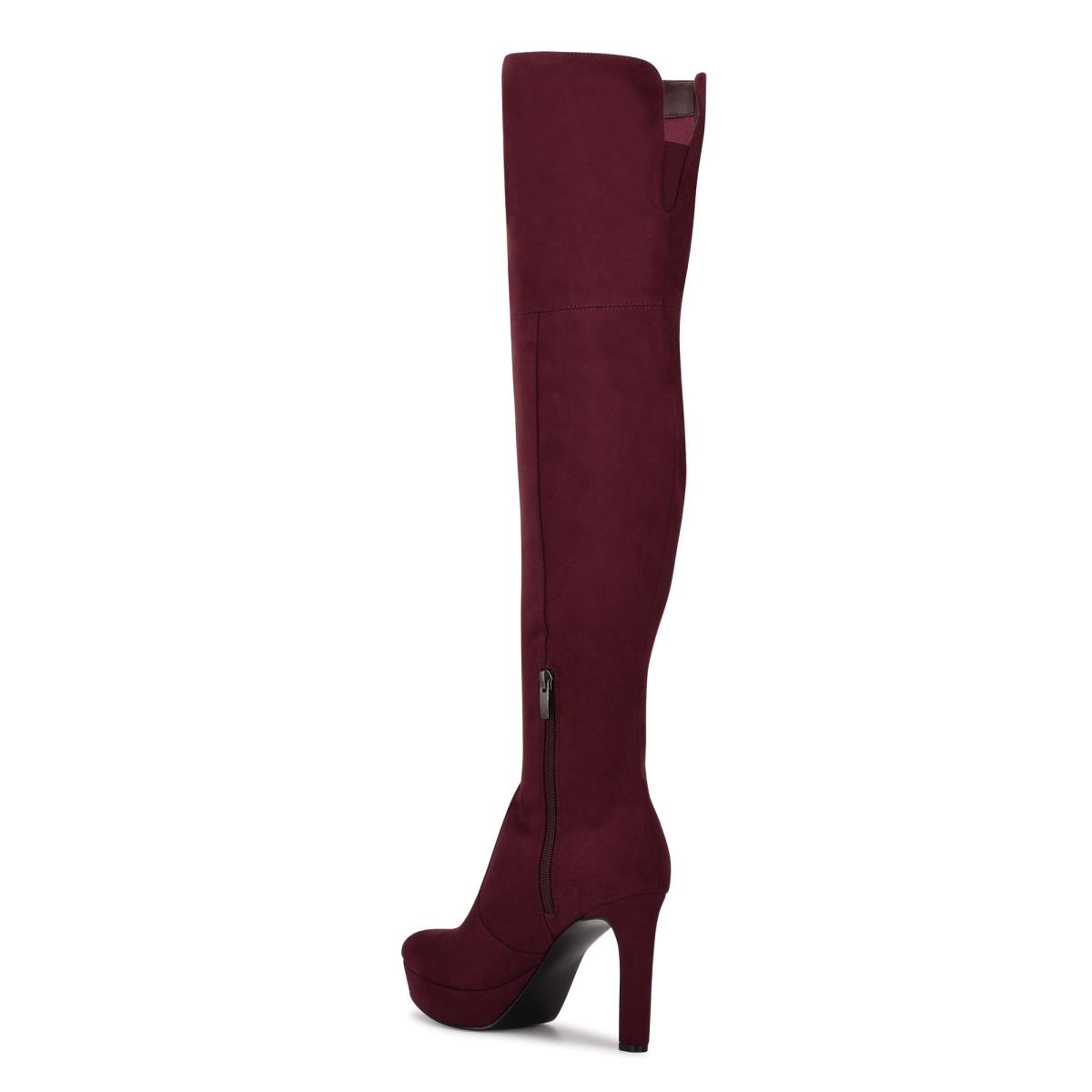 Nine West Gotcha Brede Calf Over the Knee Platform Laarzen Bordeaux | 8705ZQEFD