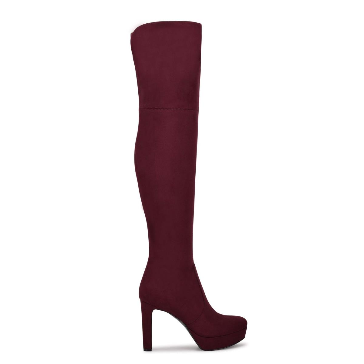 Nine West Gotcha Brede Calf Over the Knee Platform Laarzen Bordeaux | 8705ZQEFD