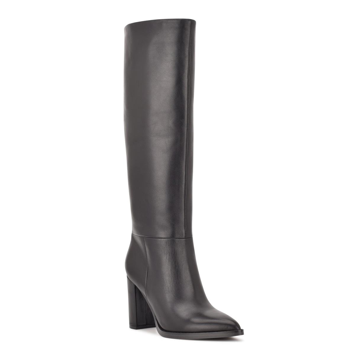 Nine West Hiya Brede Calf Hakken Laarzen Zwart | 1540ESTZQ