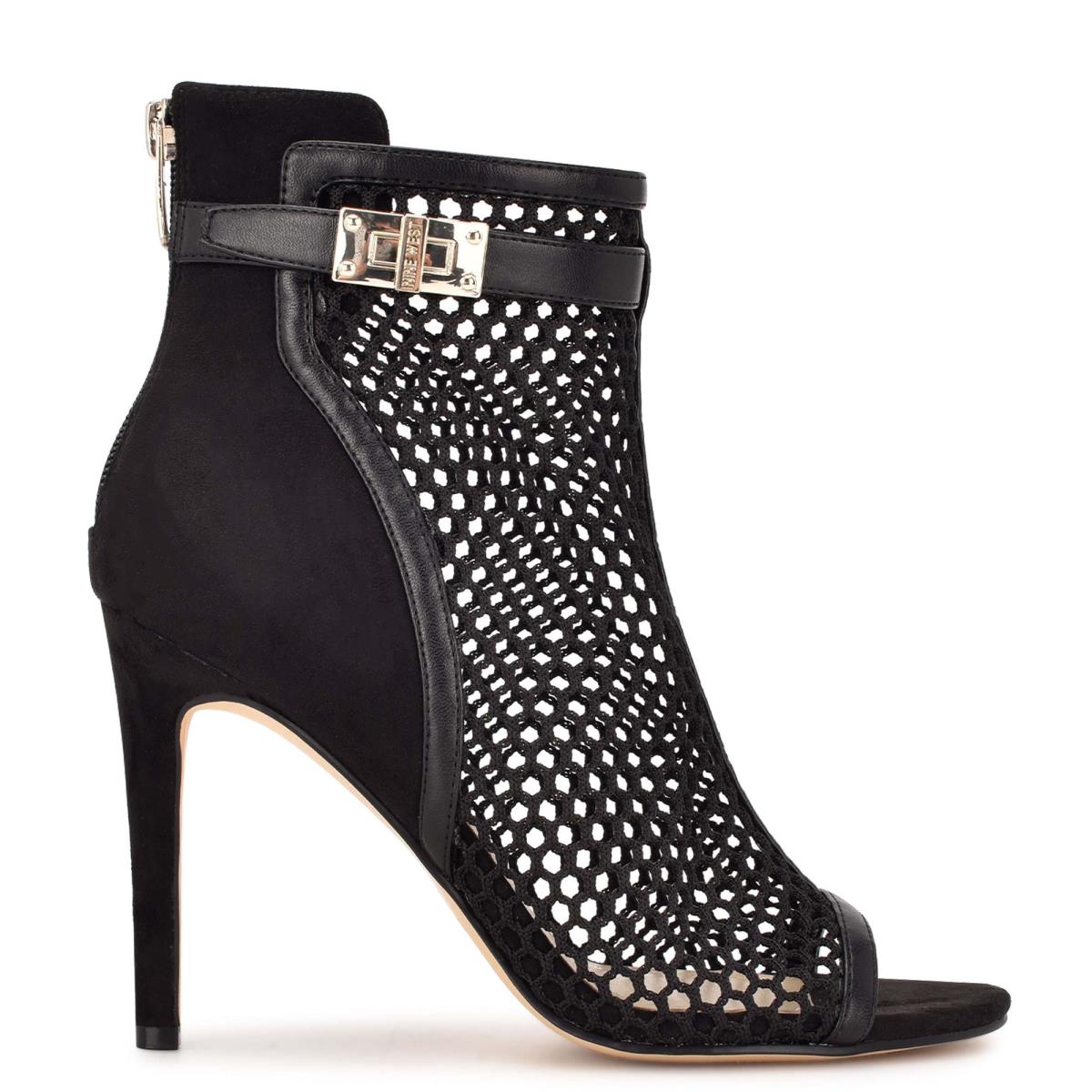 Nine West Ididit Mesh Peep Neus Laarzen Zwart | 4321GHYLP