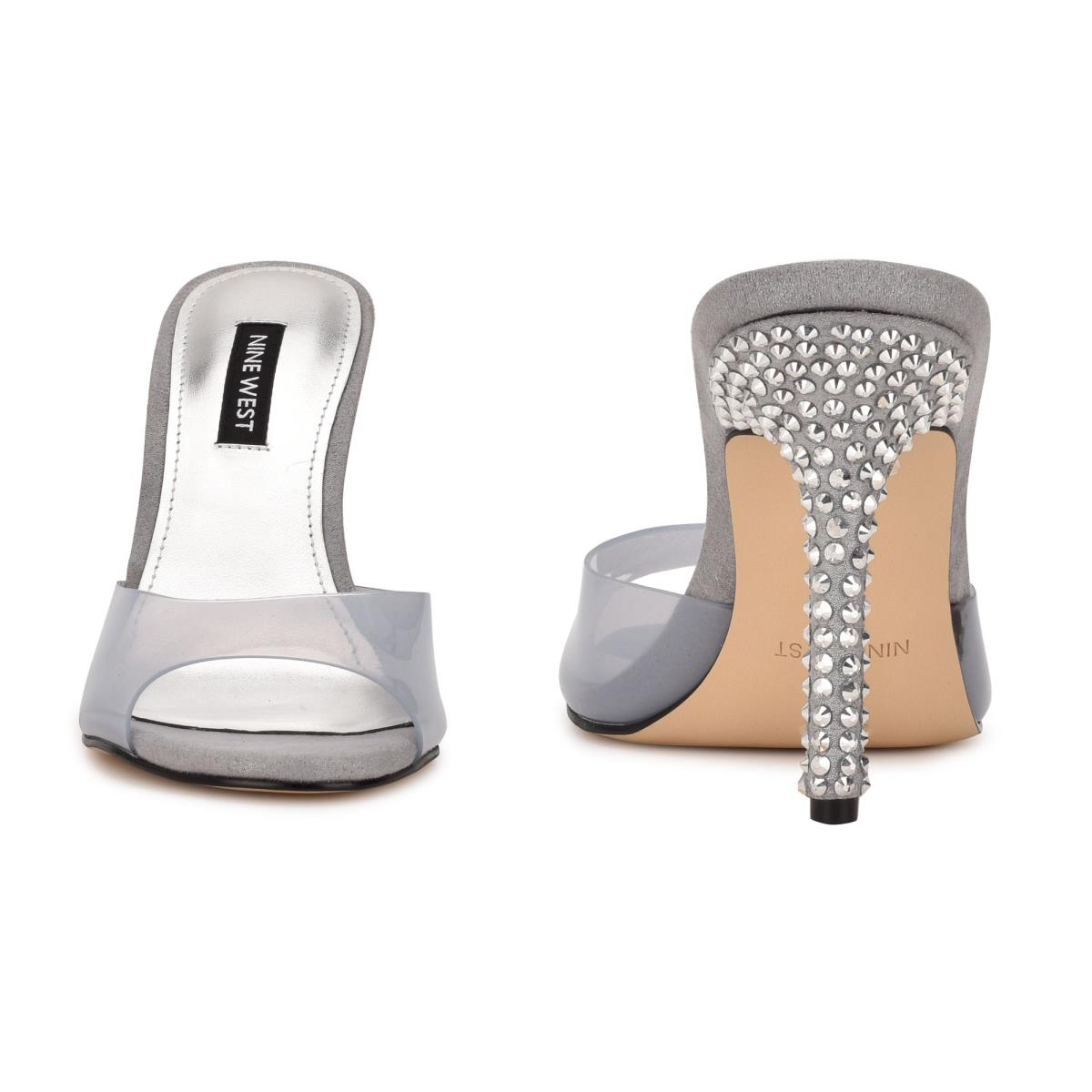 Nine West Ido Rhinestone Hak Schuifsandalen Lichtgrijs | 7843THBRY