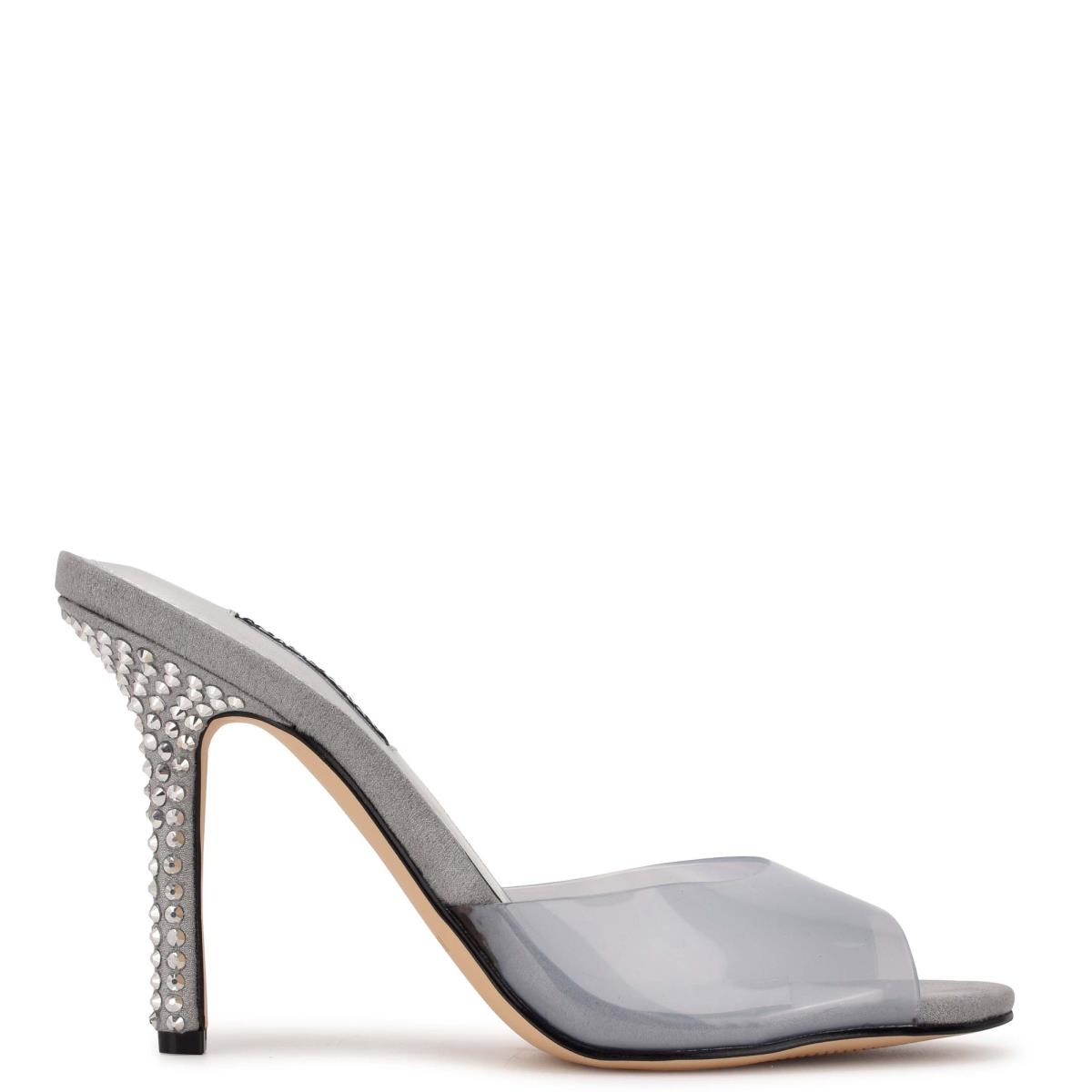 Nine West Ido Rhinestone Hak Schuifsandalen Lichtgrijs | 7843THBRY