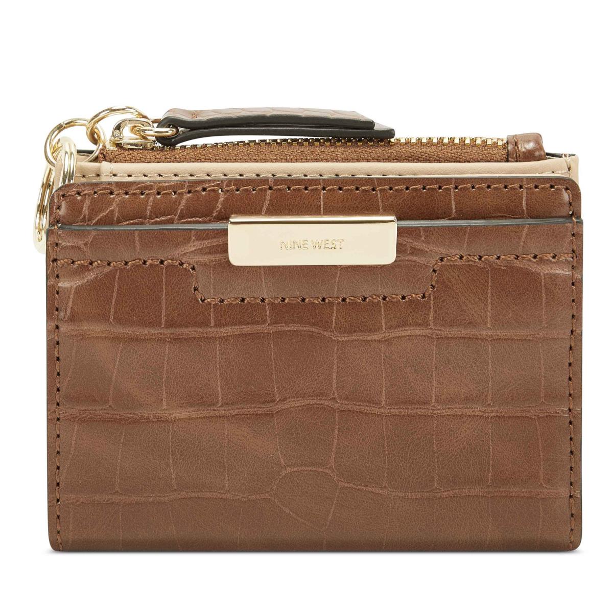 Nine West Lawson Small Zip Wallet Portefeuille Bruin | 1794CALFM