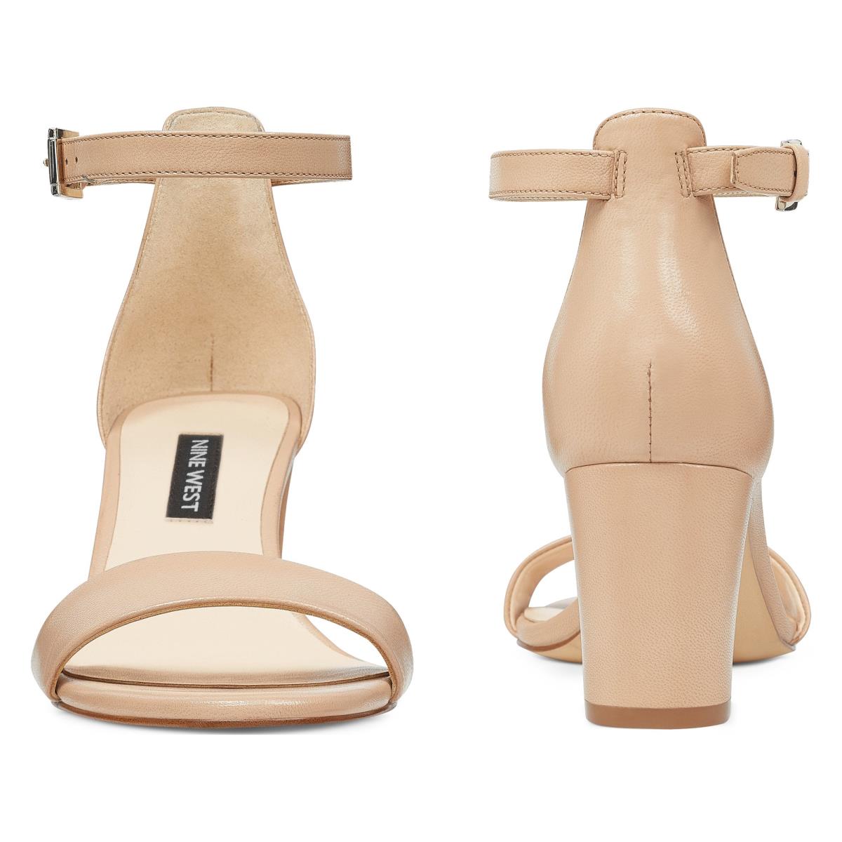 Nine West Pruce Ankle Riemen Block Hakken Sandalen Beige | 4625IVMGH