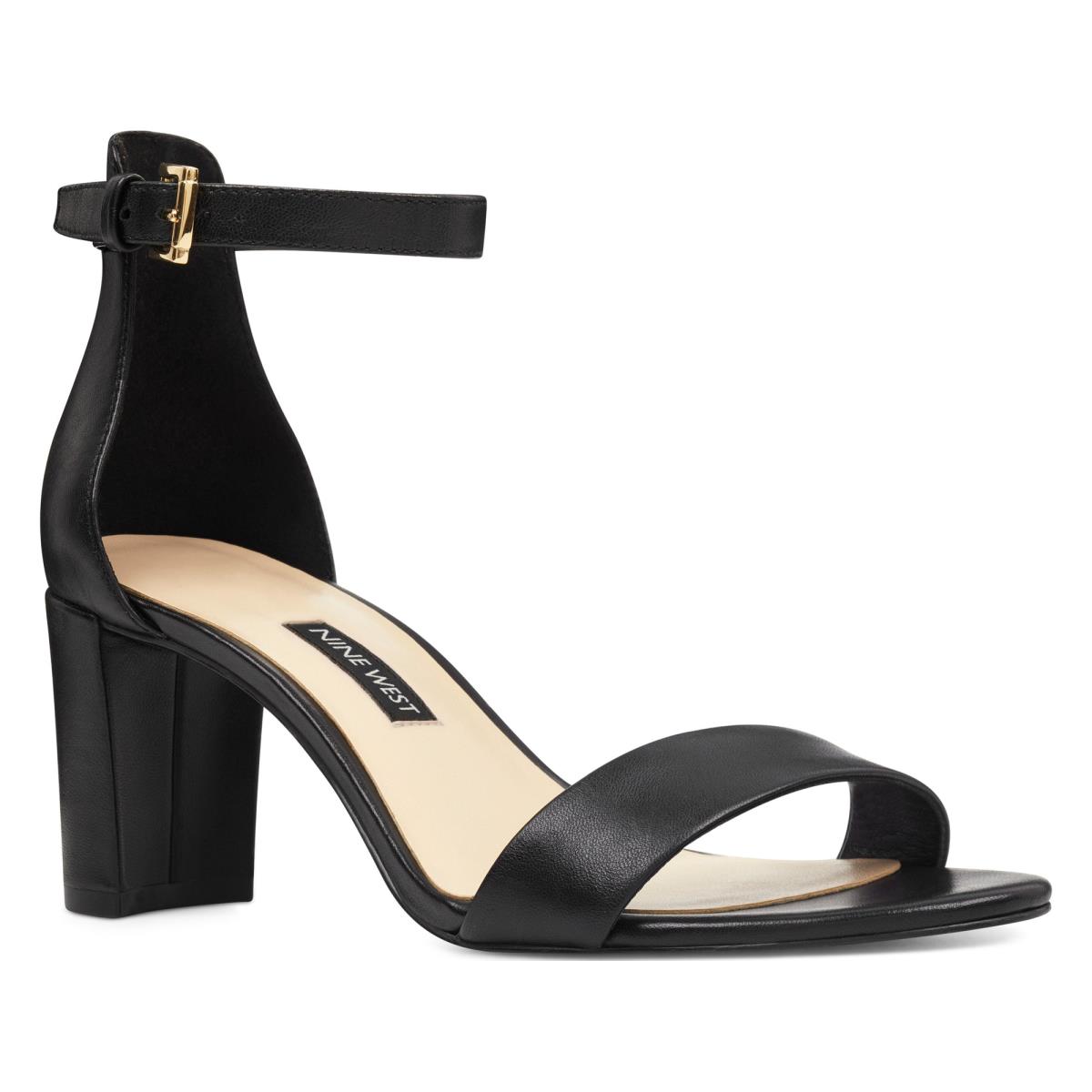 Nine West Pruce Ankle Riemen Block Hakken Sandalen Zwart | 8134VXFNE