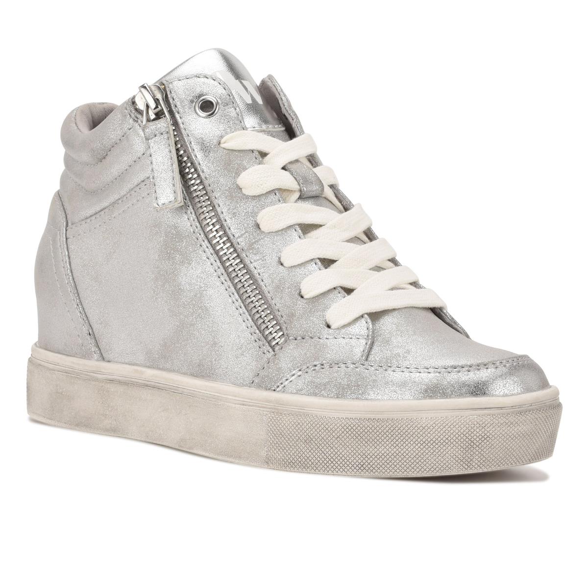 Nine West Tons High Top Hidden Wedge Sneakers Sneakers Zilver | 8413SPODT