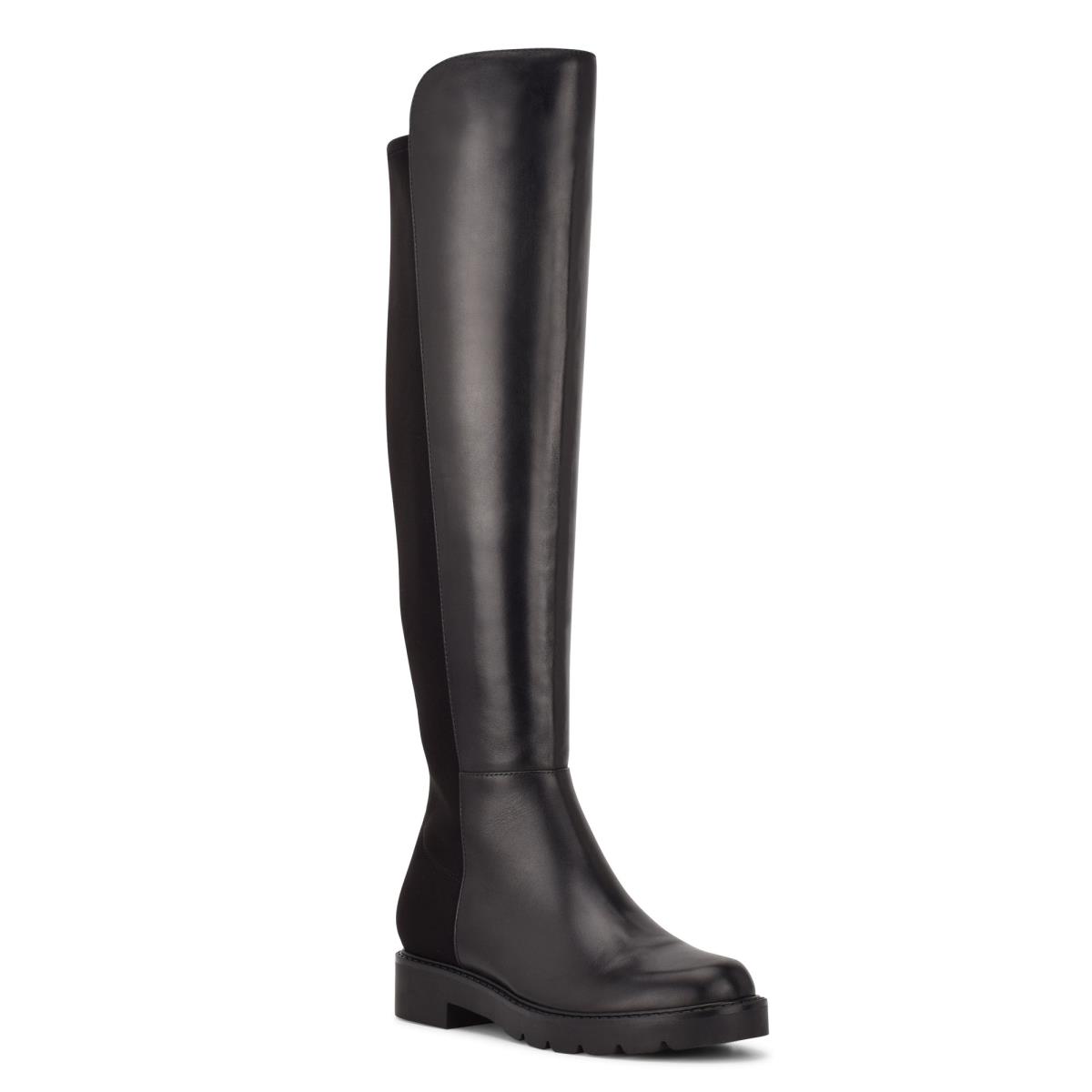 Nine West Tread Over The Knee Lug Sole Laarzen Zwart | 7018JBICM