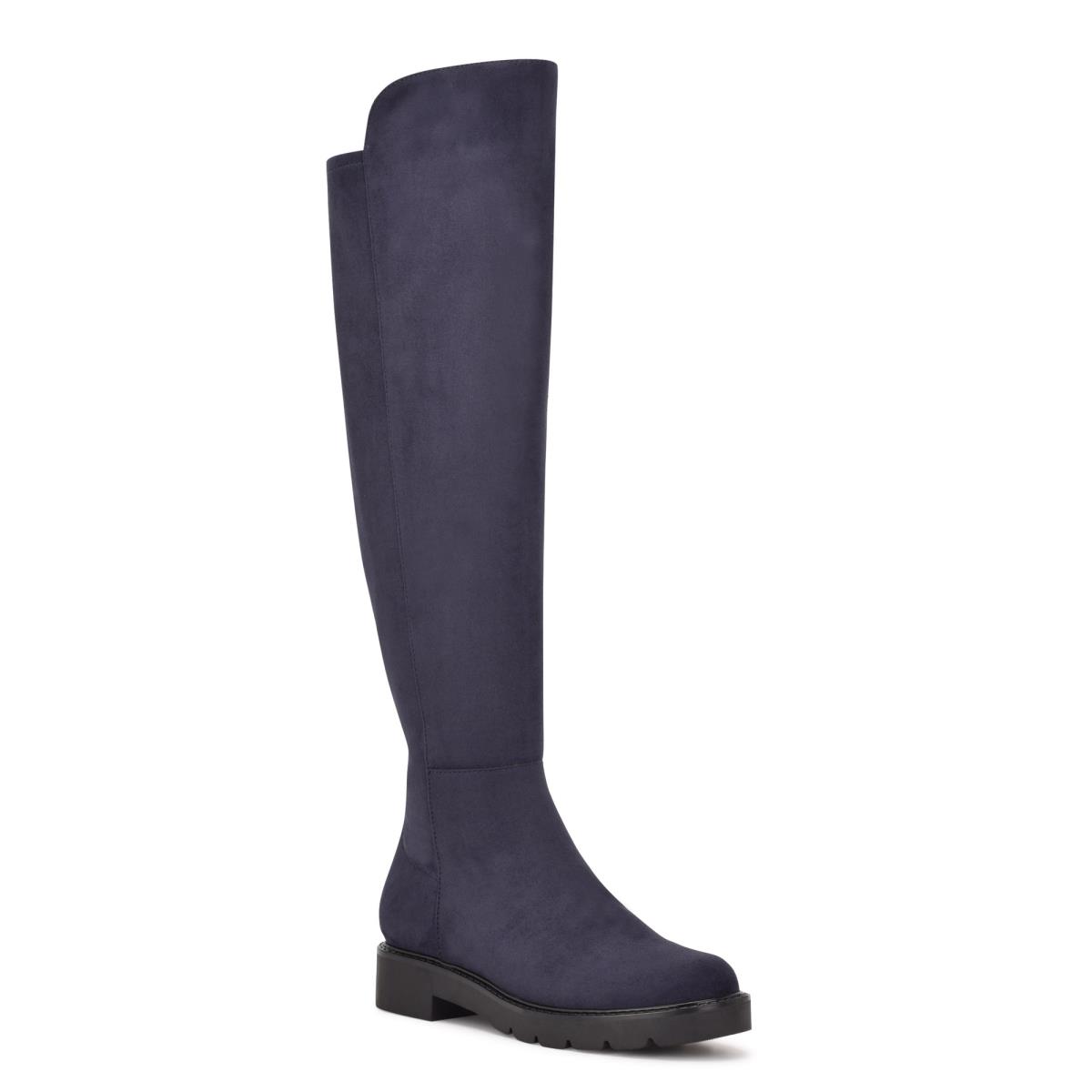 Nine West Tread Over The Knee Lug Sole Laarzen Donkerblauw | 7915THVRG