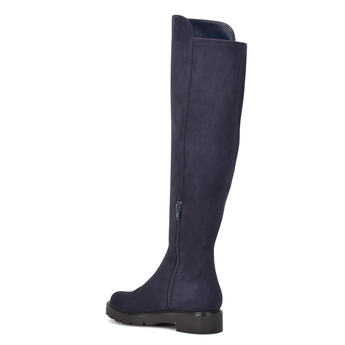 Nine West Tread Over The Knee Lug Sole Laarzen Donkerblauw | 7915THVRG