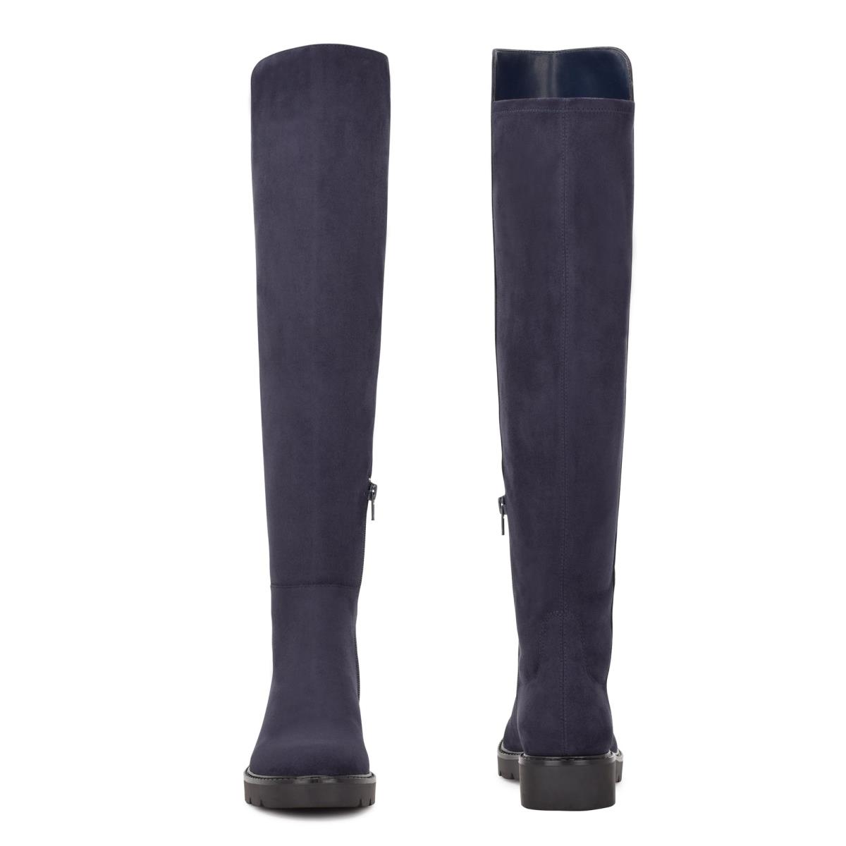 Nine West Tread Over The Knee Lug Sole Laarzen Donkerblauw | 7915THVRG