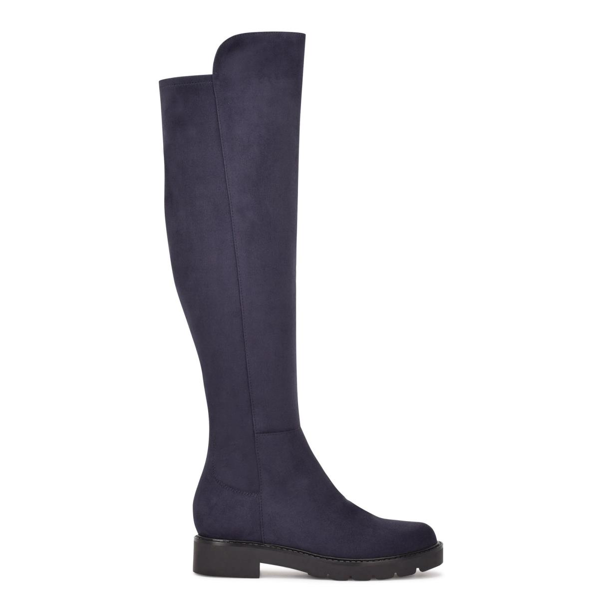 Nine West Tread Over The Knee Lug Sole Laarzen Donkerblauw | 7915THVRG