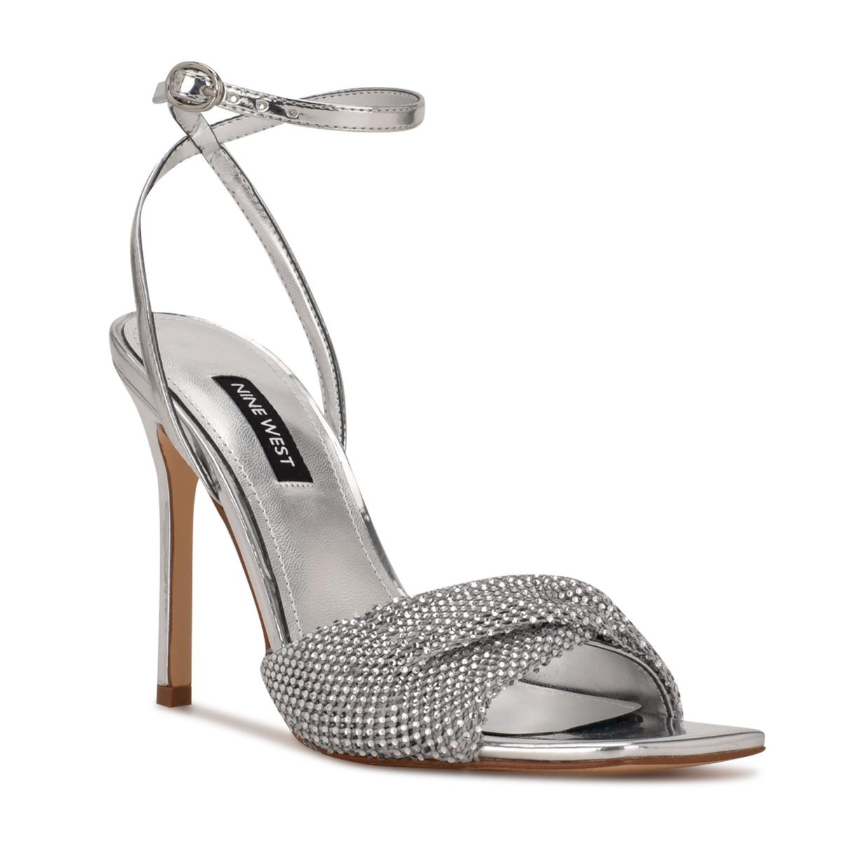 Nine West Twinkle Hak Geklede Sandalen Zilver | 2410MUFIX